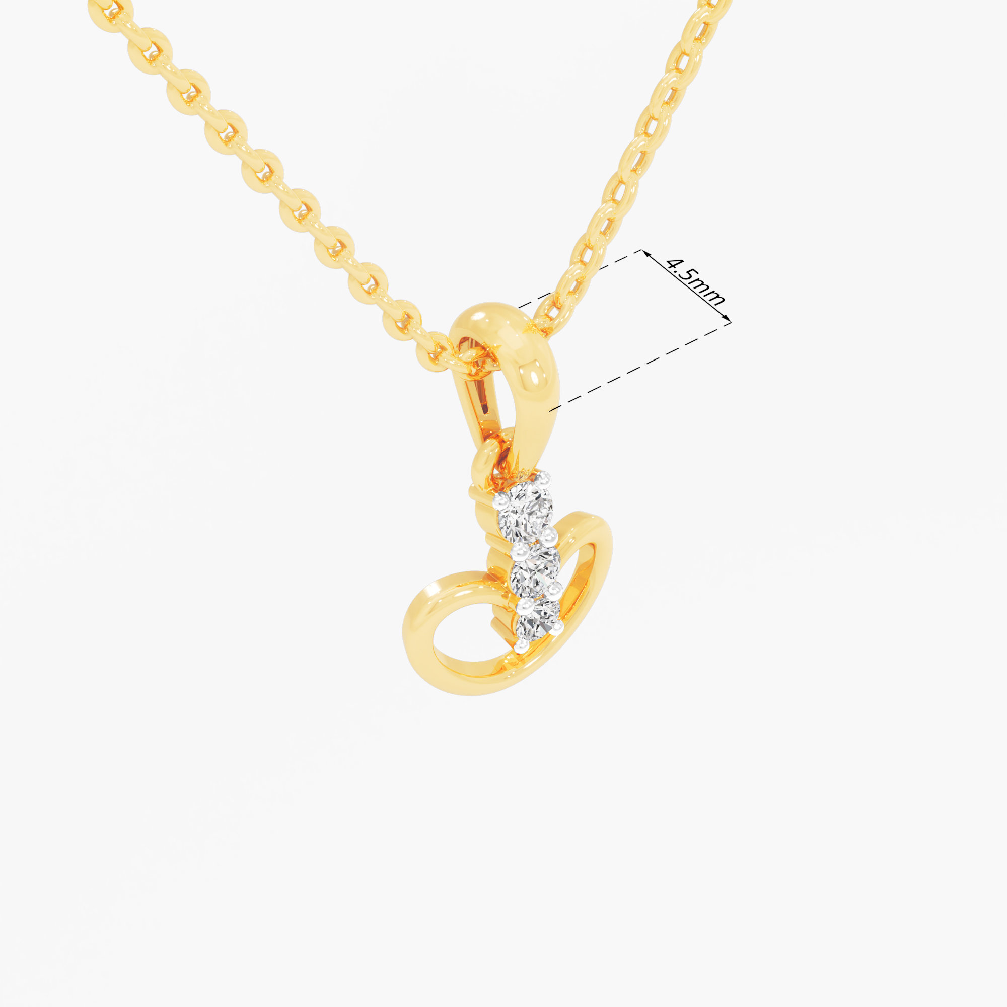 Heart Trio Diamond Pendant | Standalone Pendant in 9KT Yellow Gold (Diamond Quality: FG-VVS VS)