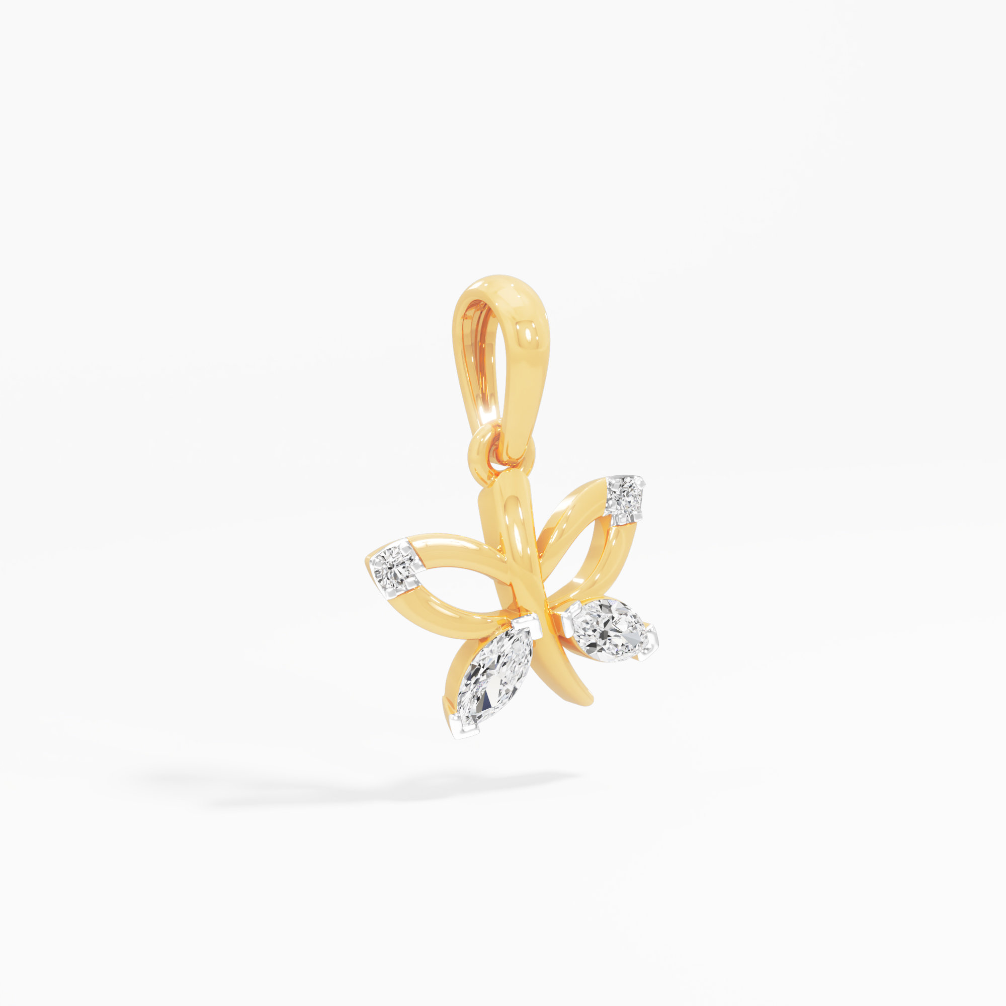 Butterfly Marquise Diamond Pendant | Standalone Pendant in 9KT Yellow Gold (Diamond Quality: FG-VVS VS)