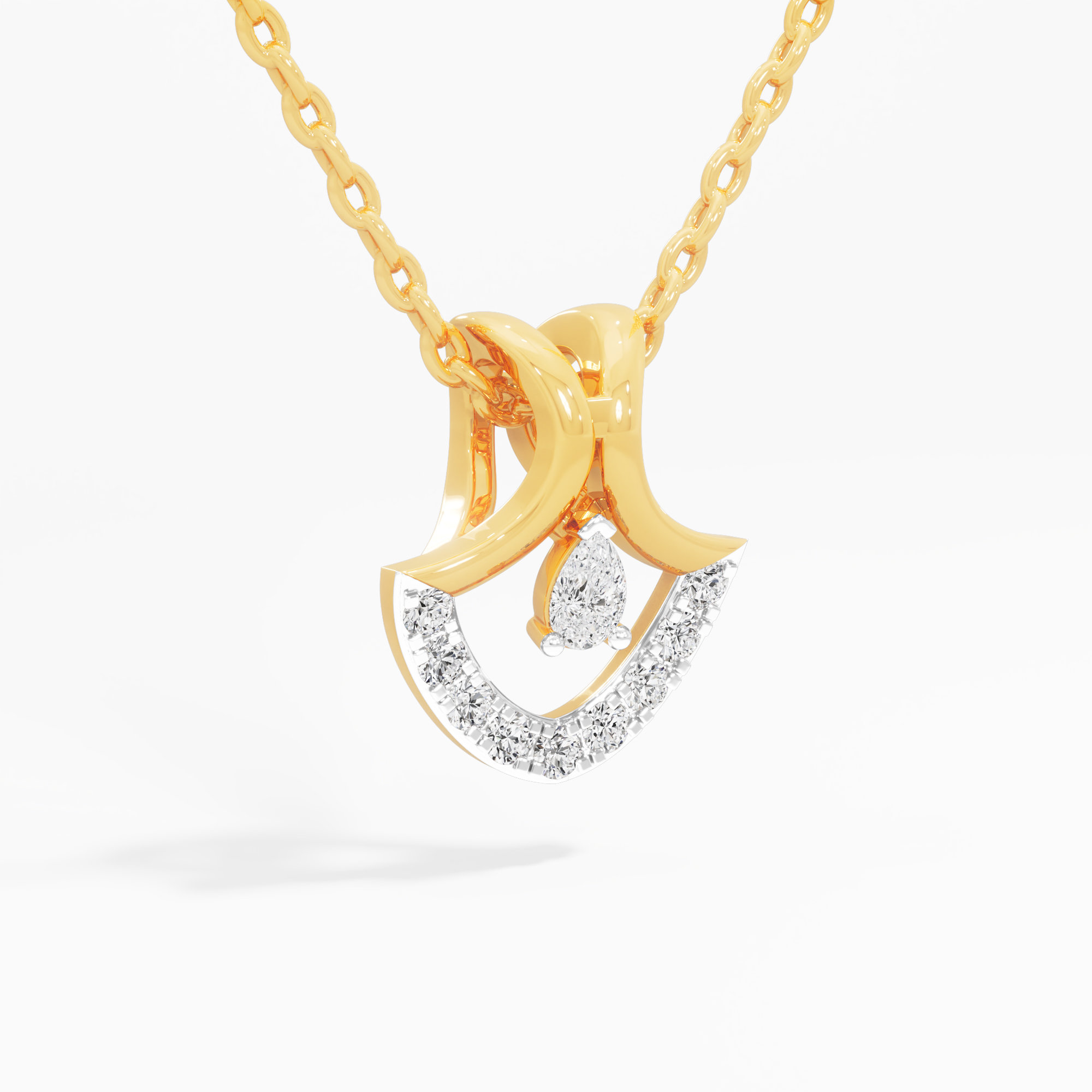 Arc Crescent Diamond Pendant | Chain Available Separately in 9KT Yellow Gold (Diamond Quality: FG-VVS VS)