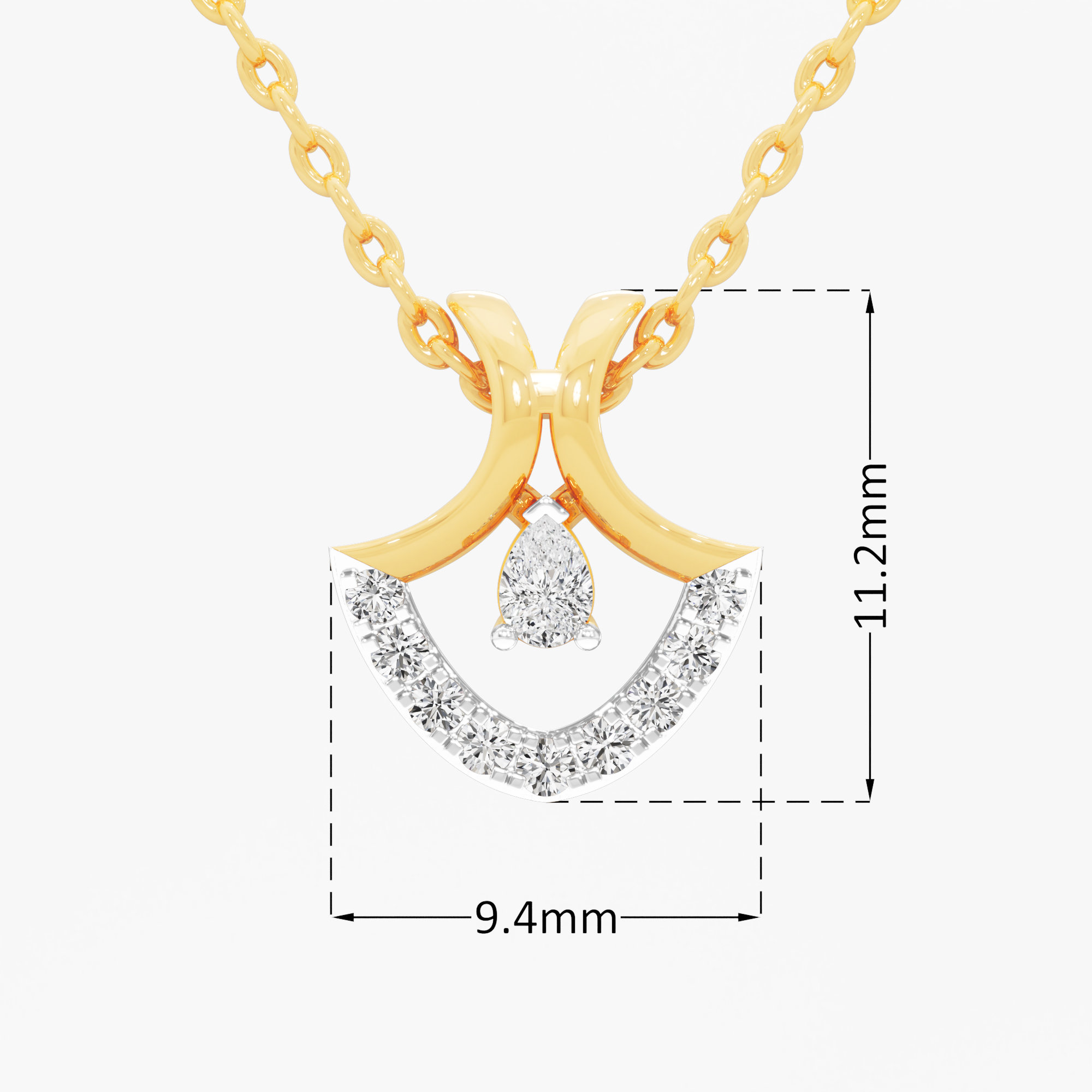 Arc Crescent Diamond Pendant | Chain Available Separately in 9KT Yellow Gold (Diamond Quality: FG-VVS VS)