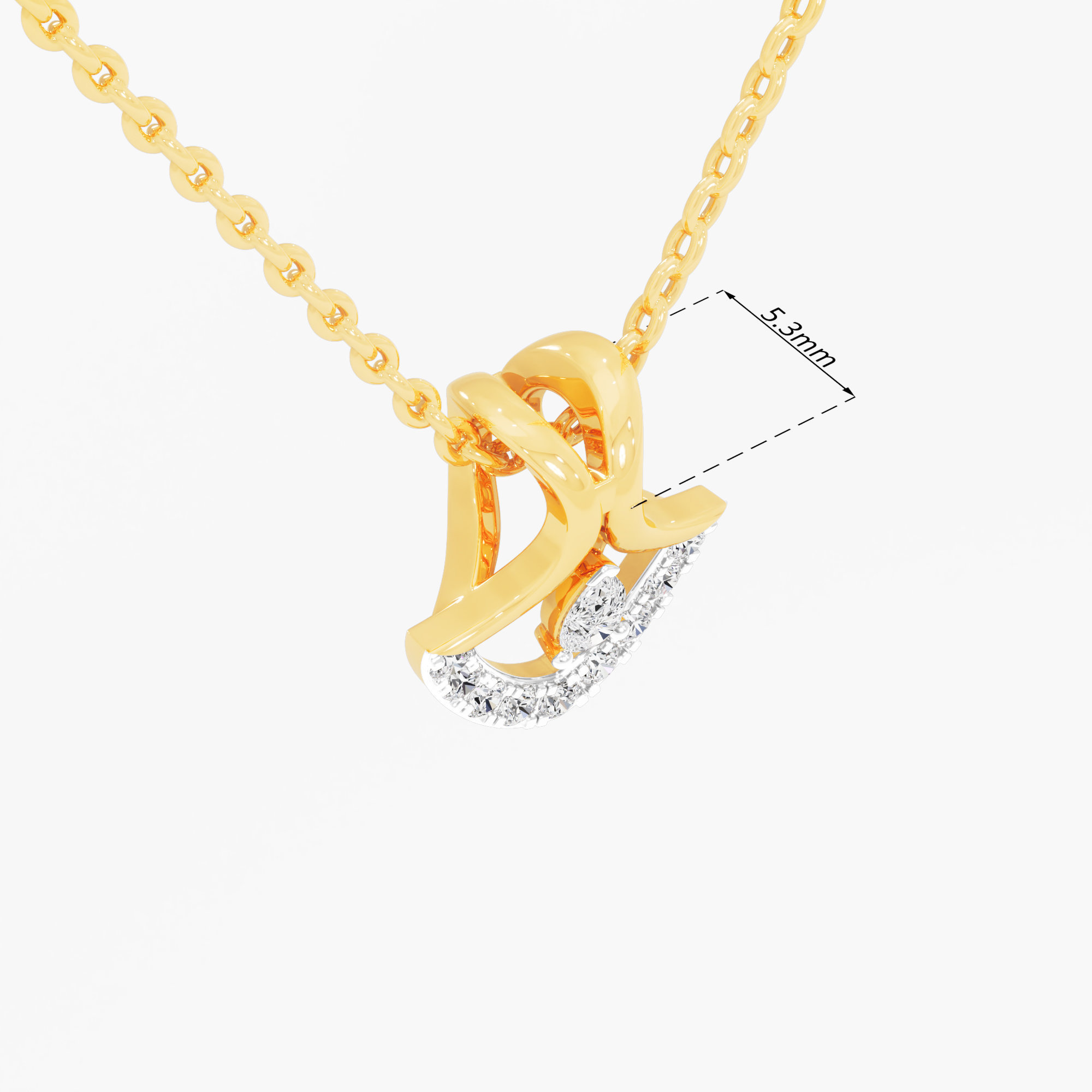 Arc Crescent Diamond Pendant | Chain Available Separately in 9KT Yellow Gold (Diamond Quality: FG-VVS VS)