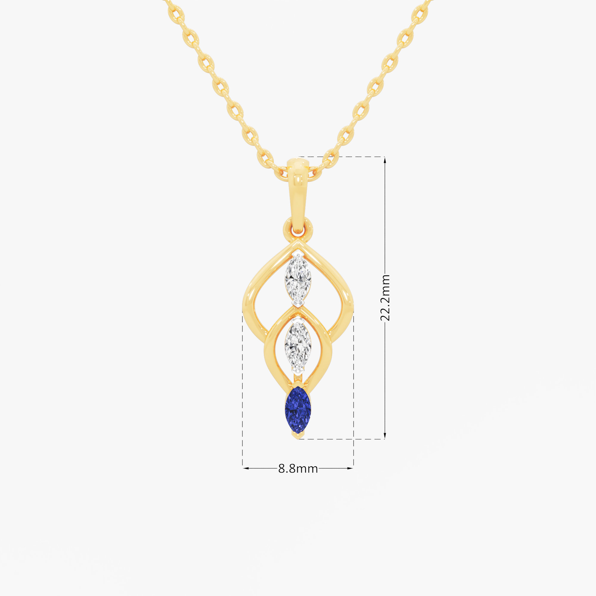 Ombre Marquise Diamond Pendant | Pendant Only (Chain Sold Separately) in 9KT Yellow Gold (Diamond Quality: FG-VVS VS)
