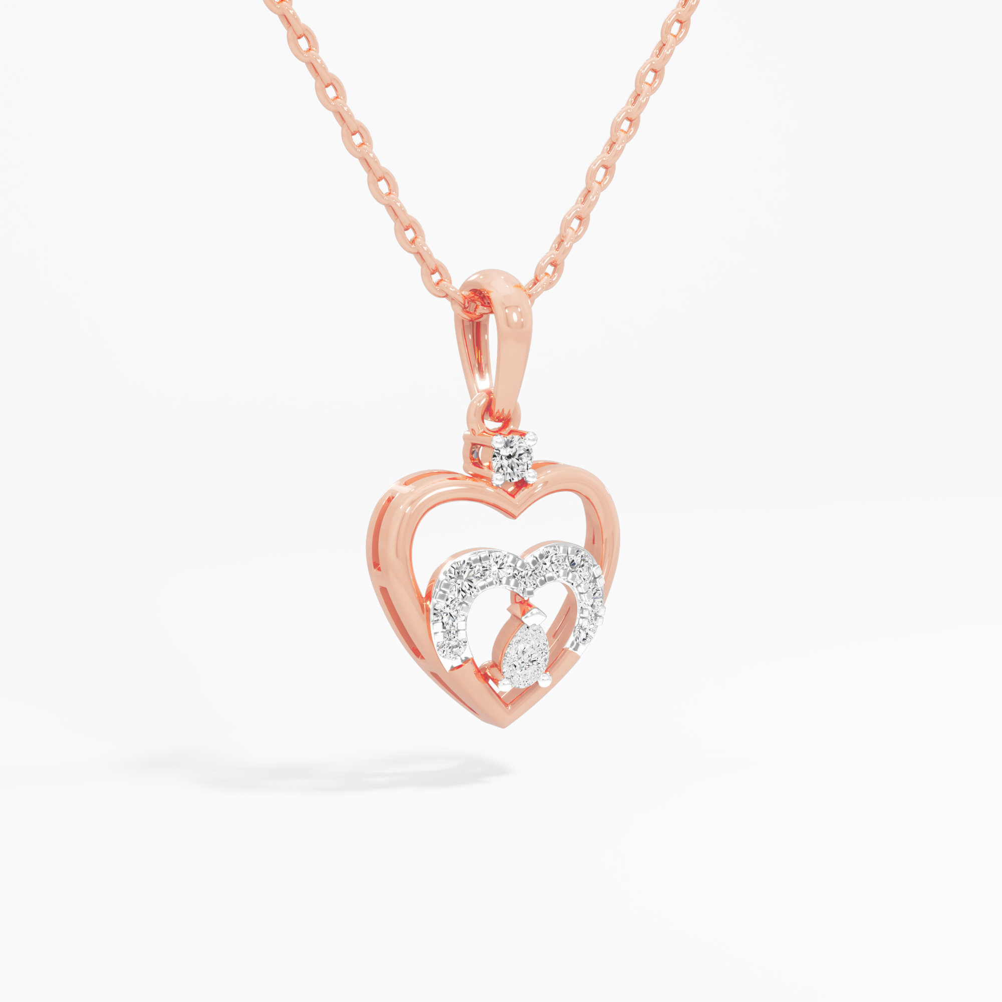 Devoted Heart Diamond Pendants | Pendant Only in 9KT Rose Gold (Diamond Quality: FG-VVS VS)