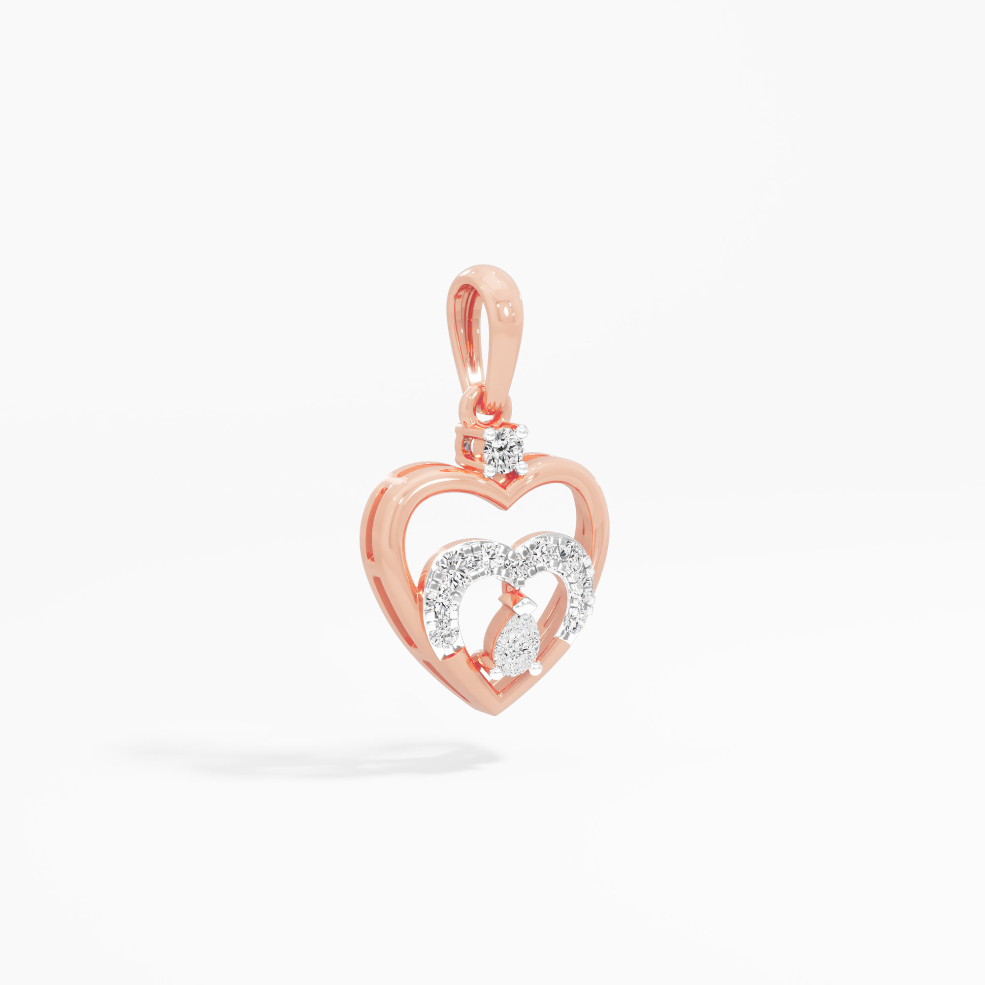Devoted Heart Diamond Pendants | Pendant Only in 9KT Rose Gold (Diamond Quality: FG-VVS VS)