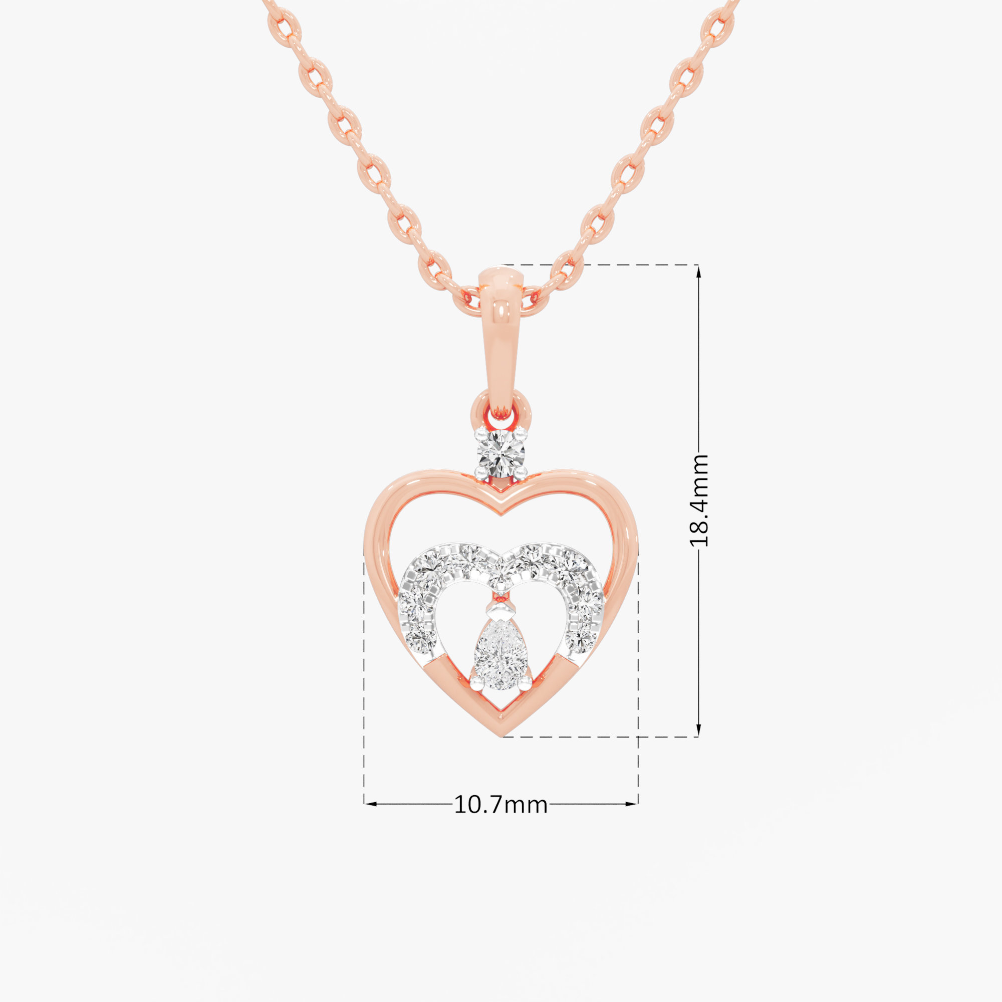 Devoted Heart Diamond Pendants | Pendant Only in 9KT Rose Gold (Diamond Quality: FG-VVS VS)