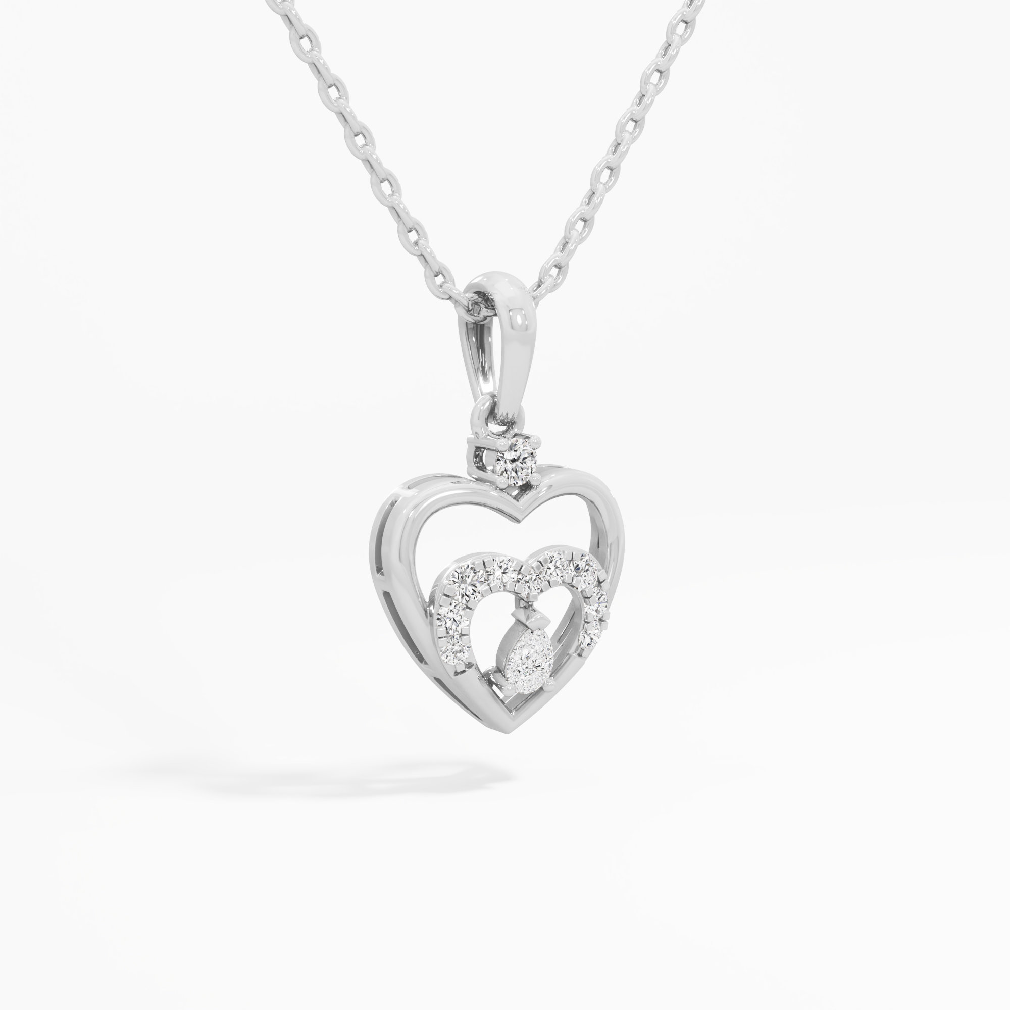 Devoted Heart Diamond Pendants | Chain Available Separately in 9KT White Gold (Diamond Quality: FG-VVS VS)
