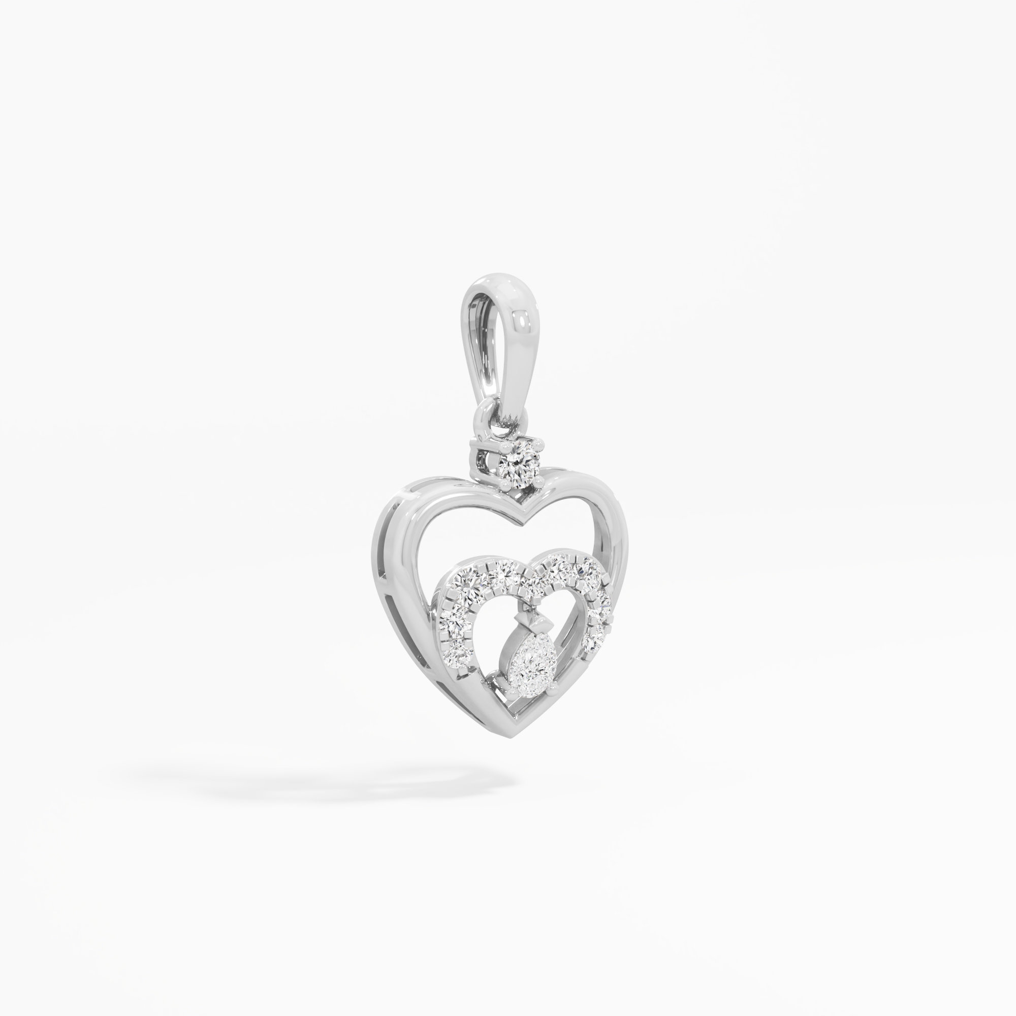 Devoted Heart Diamond Pendants | Chain Available Separately in 9KT White Gold (Diamond Quality: FG-VVS VS)