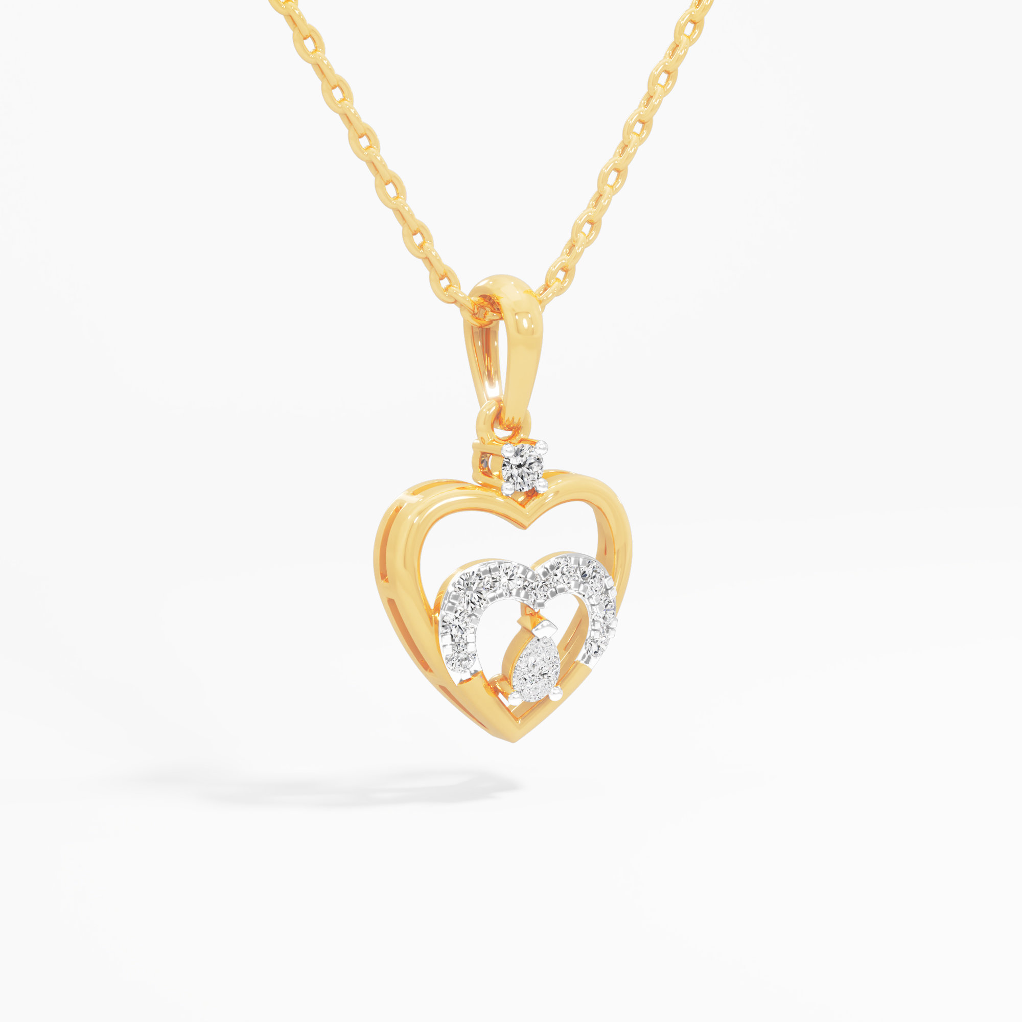 Devoted Heart Diamond Pendants | Individual Pendant in 9KT Yellow Gold (Diamond Quality: FG-VVS VS)