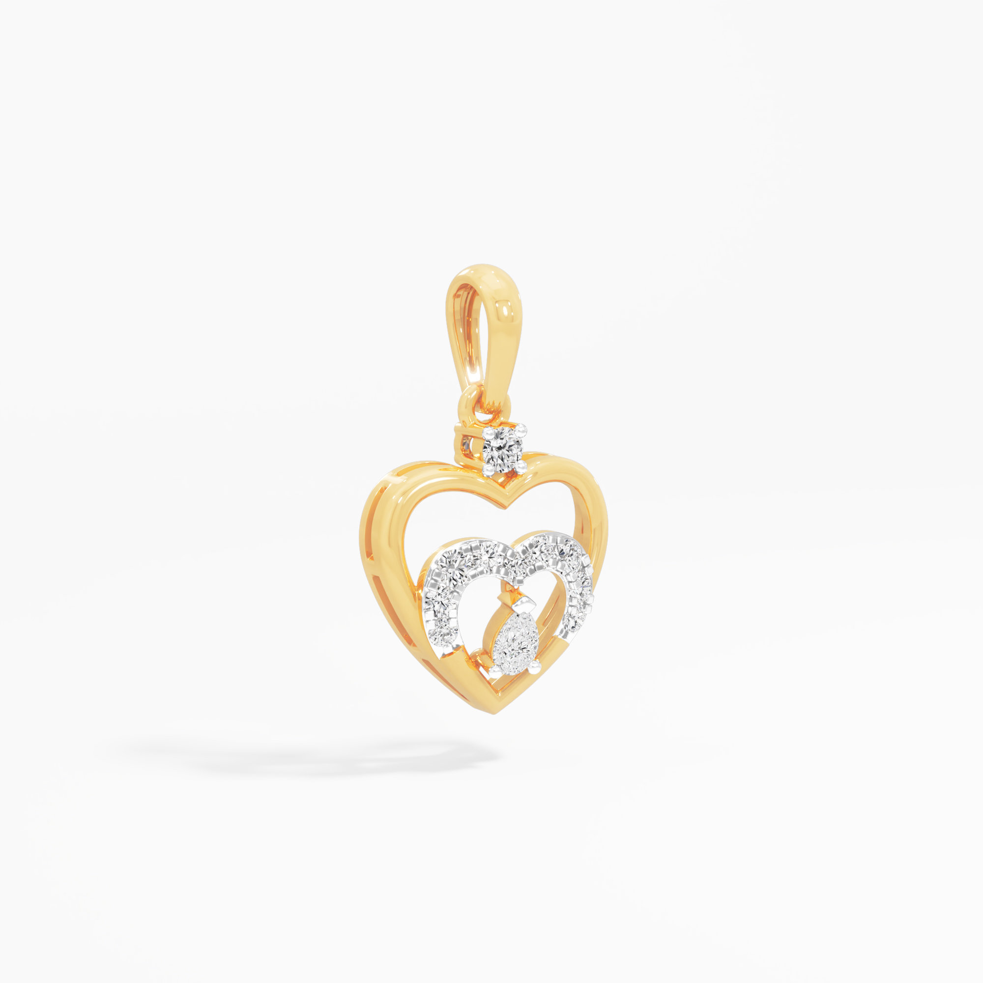 Devoted Heart Diamond Pendants | Individual Pendant in 9KT Yellow Gold (Diamond Quality: FG-VVS VS)