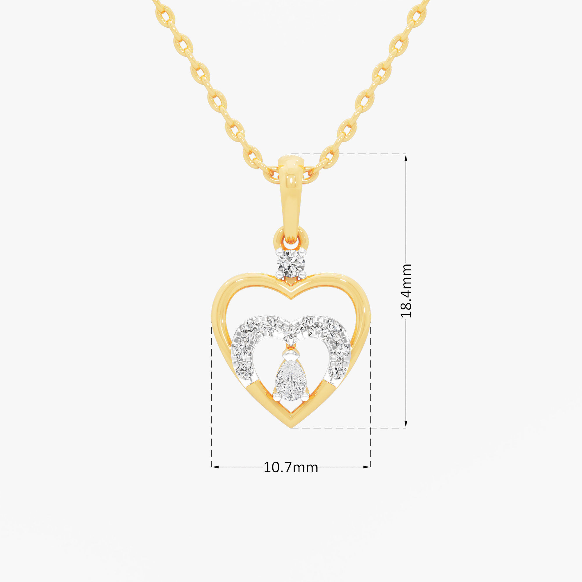 Devoted Heart Diamond Pendants | Individual Pendant in 9KT Yellow Gold (Diamond Quality: FG-VVS VS)