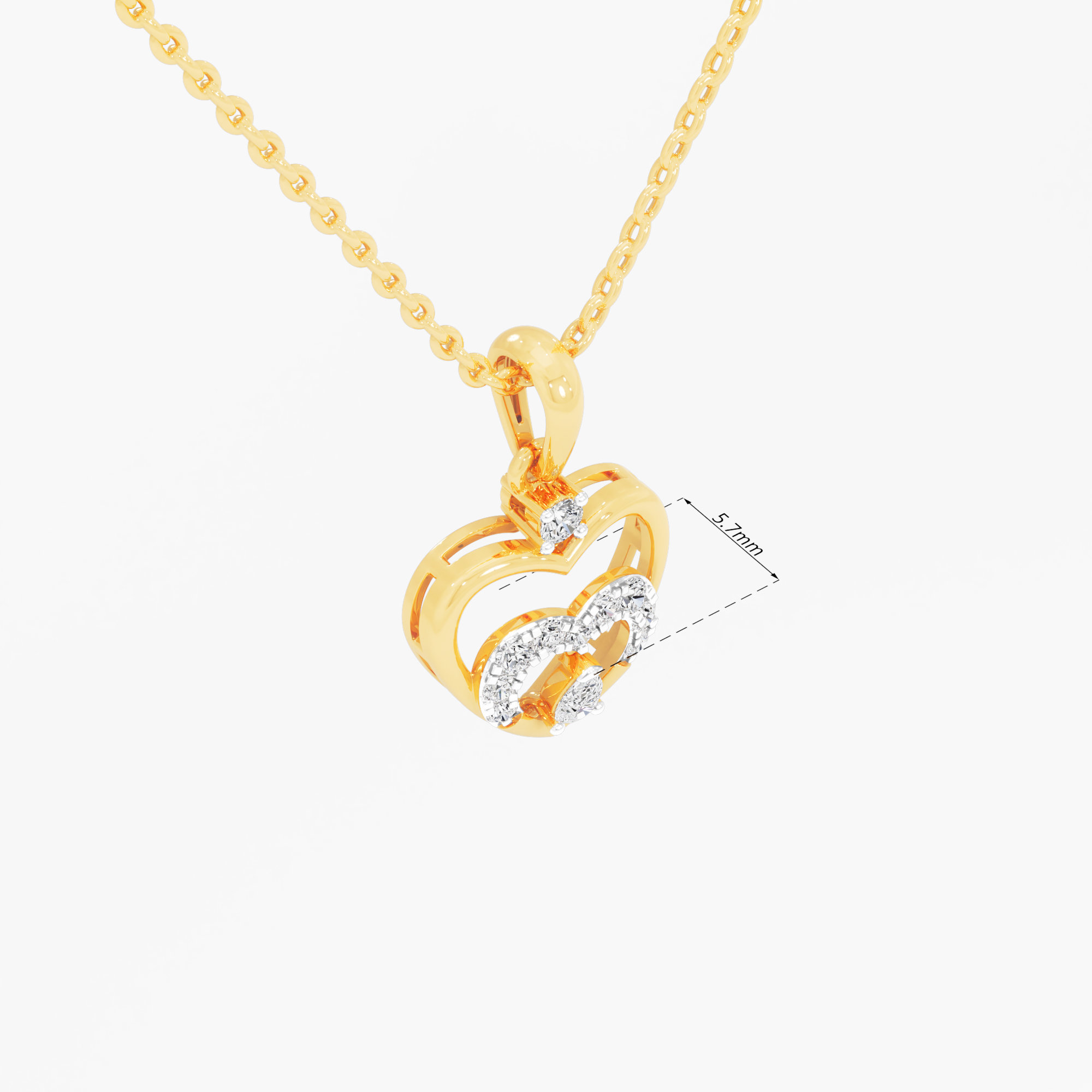 Devoted Heart Diamond Pendants | Individual Pendant in 9KT Yellow Gold (Diamond Quality: FG-VVS VS)