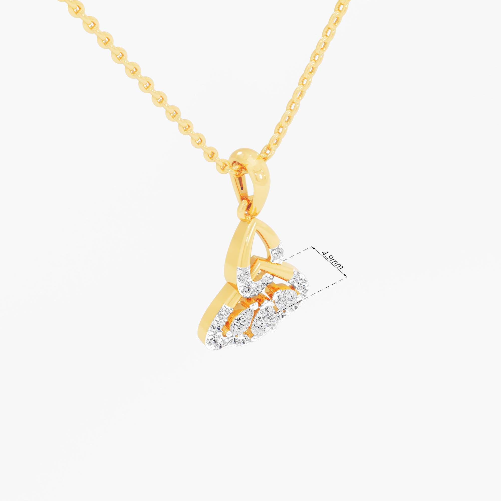 Triple Pear Crown Diamond Pendant | Individual Pendant in 9KT Yellow Gold (Diamond Quality: FG-VVS VS)