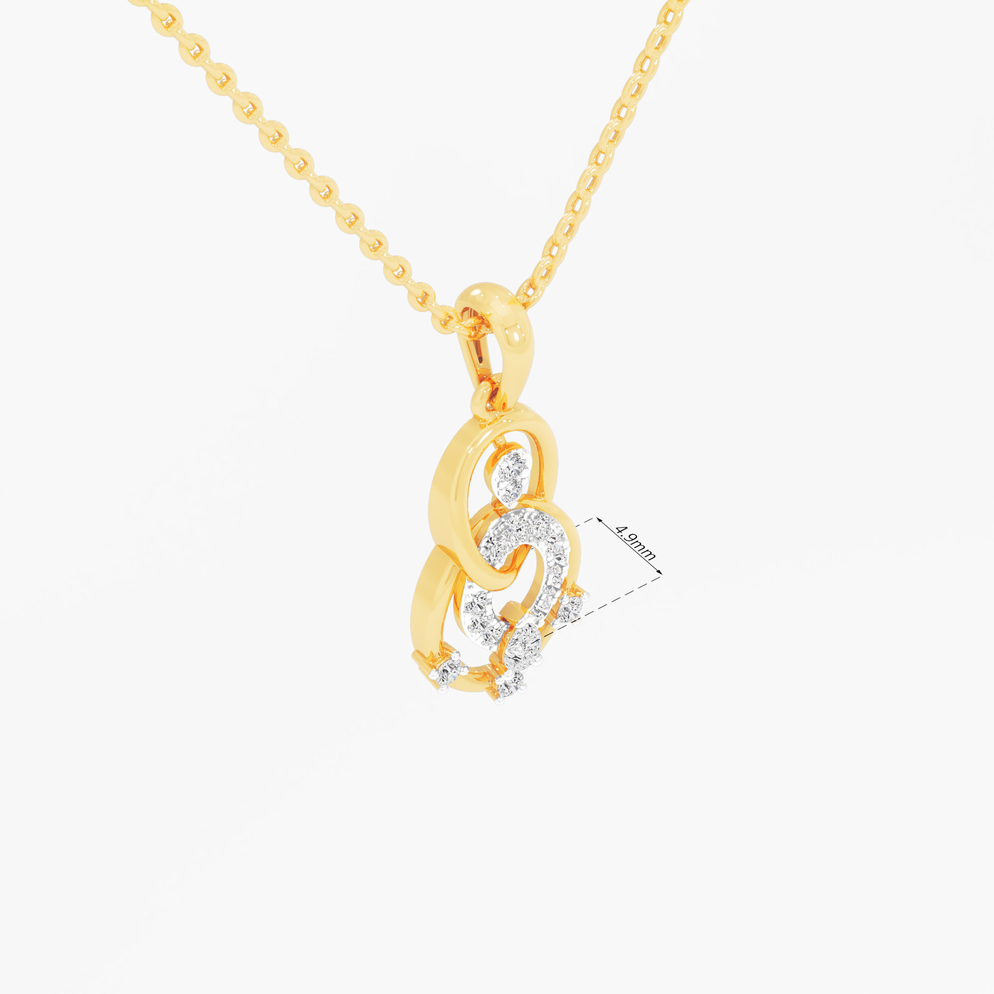 Nested Oval Diamond Pendant | Standalone Pendant in 9KT Yellow Gold (Diamond Quality: FG-VVS VS)