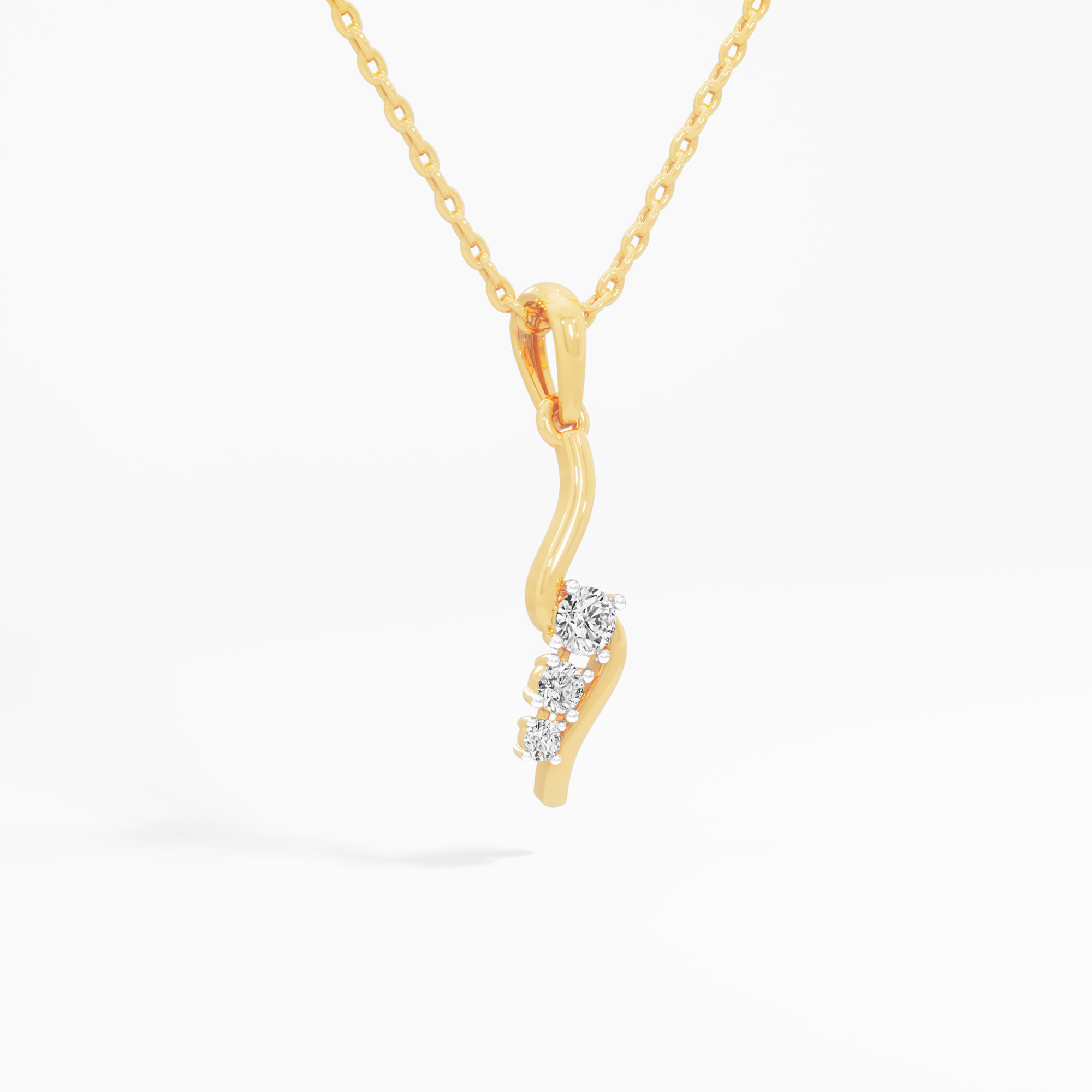 Serpentine Vine Diamond Pendant in 9KT Yellow Gold (Diamond Quality:FG-VVS VS)