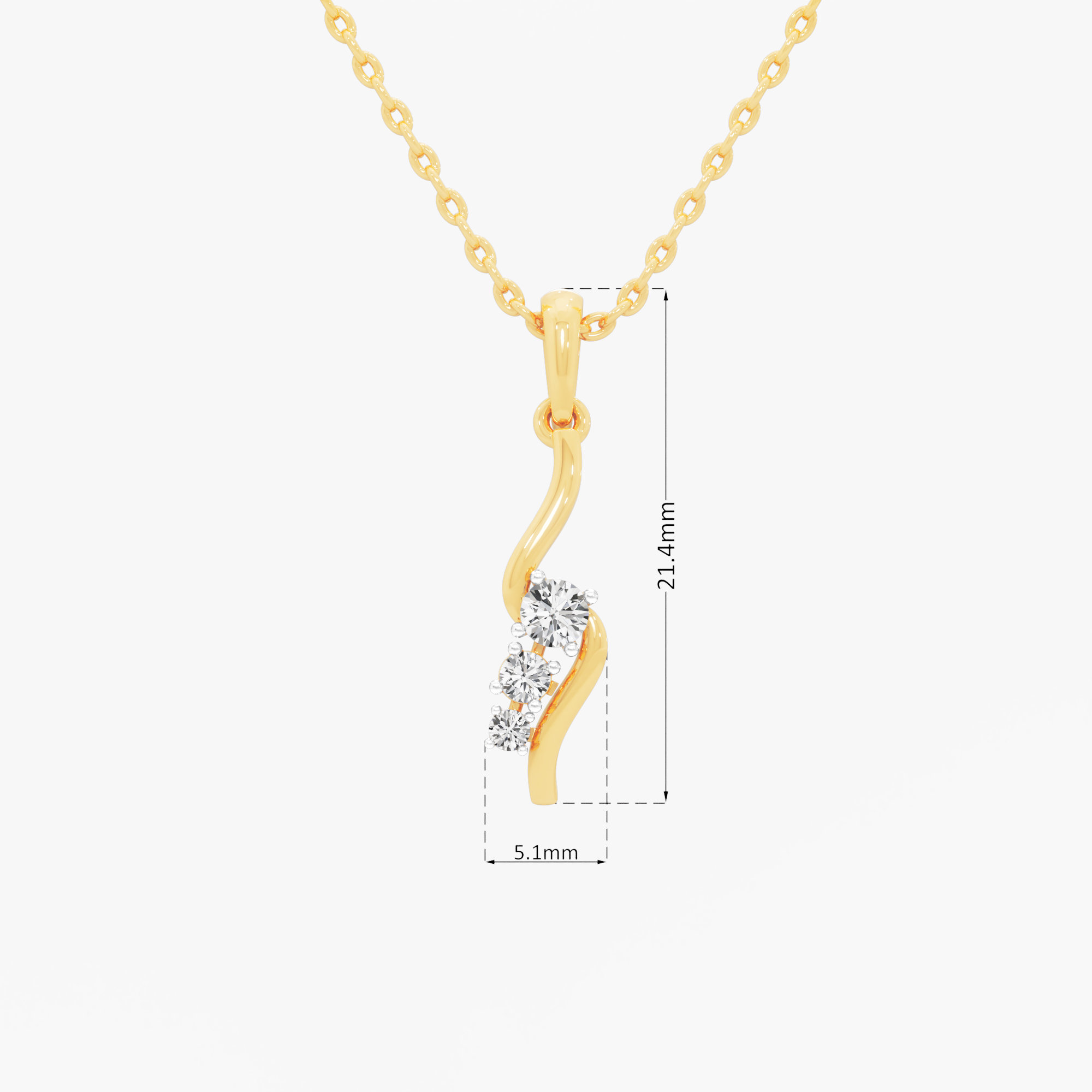Serpentine Vine Diamond Pendant in 9KT Yellow Gold (Diamond Quality:FG-VVS VS)