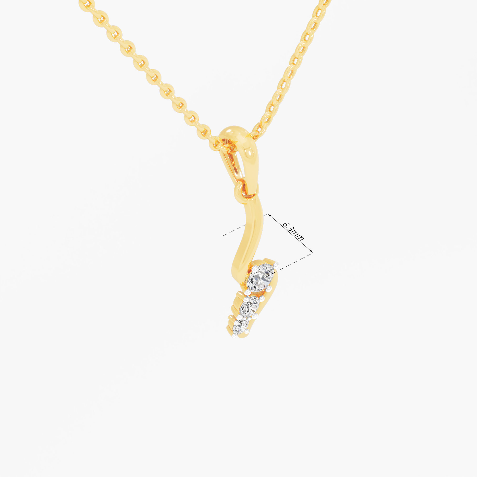 Serpentine Vine Diamond Pendant in 9KT Yellow Gold (Diamond Quality:FG-VVS VS)