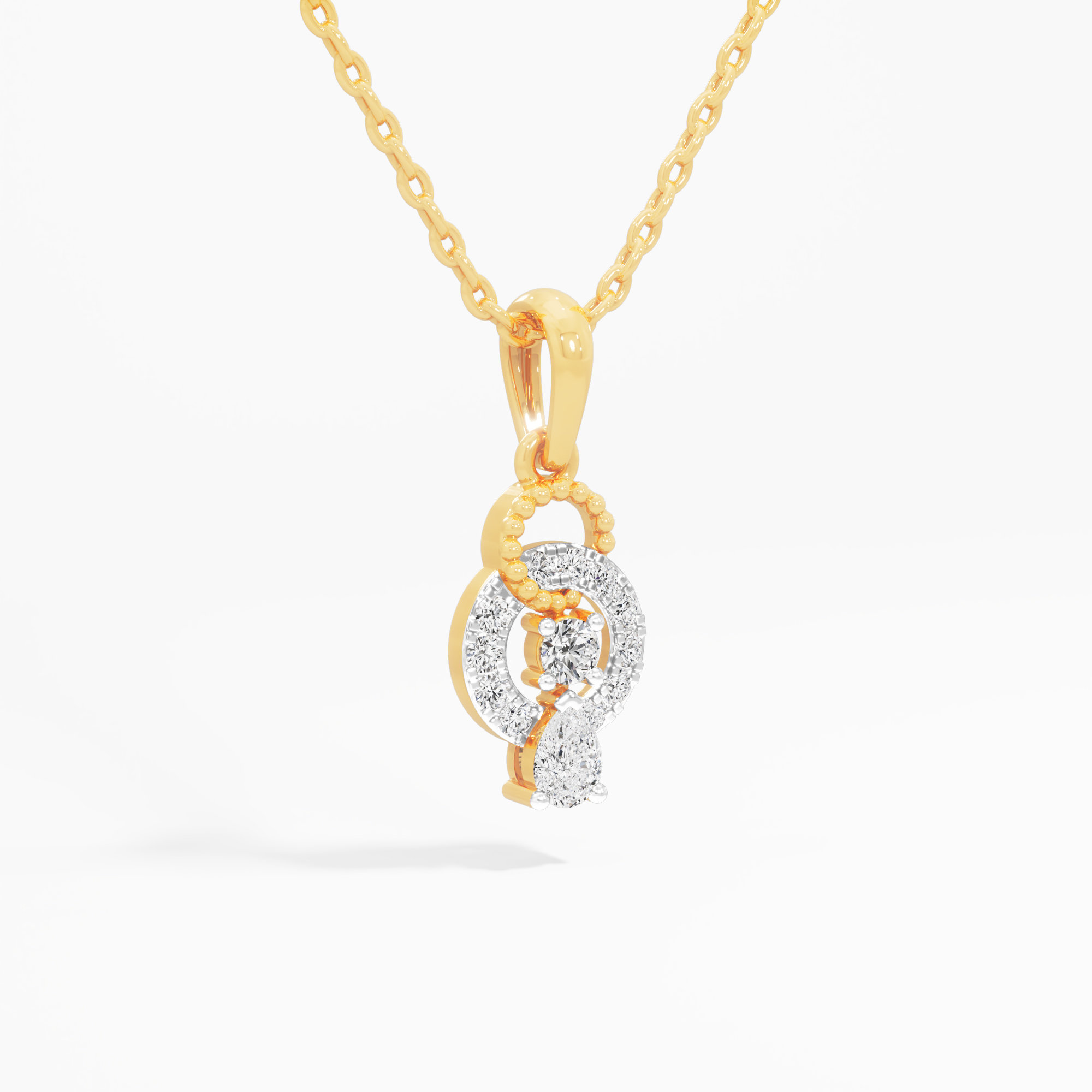 Beaded Halo Diamond Pendant | Pendant Only (Chain Sold Separately) in 9KT Yellow Gold (Diamond Quality: FG-VVS VS)