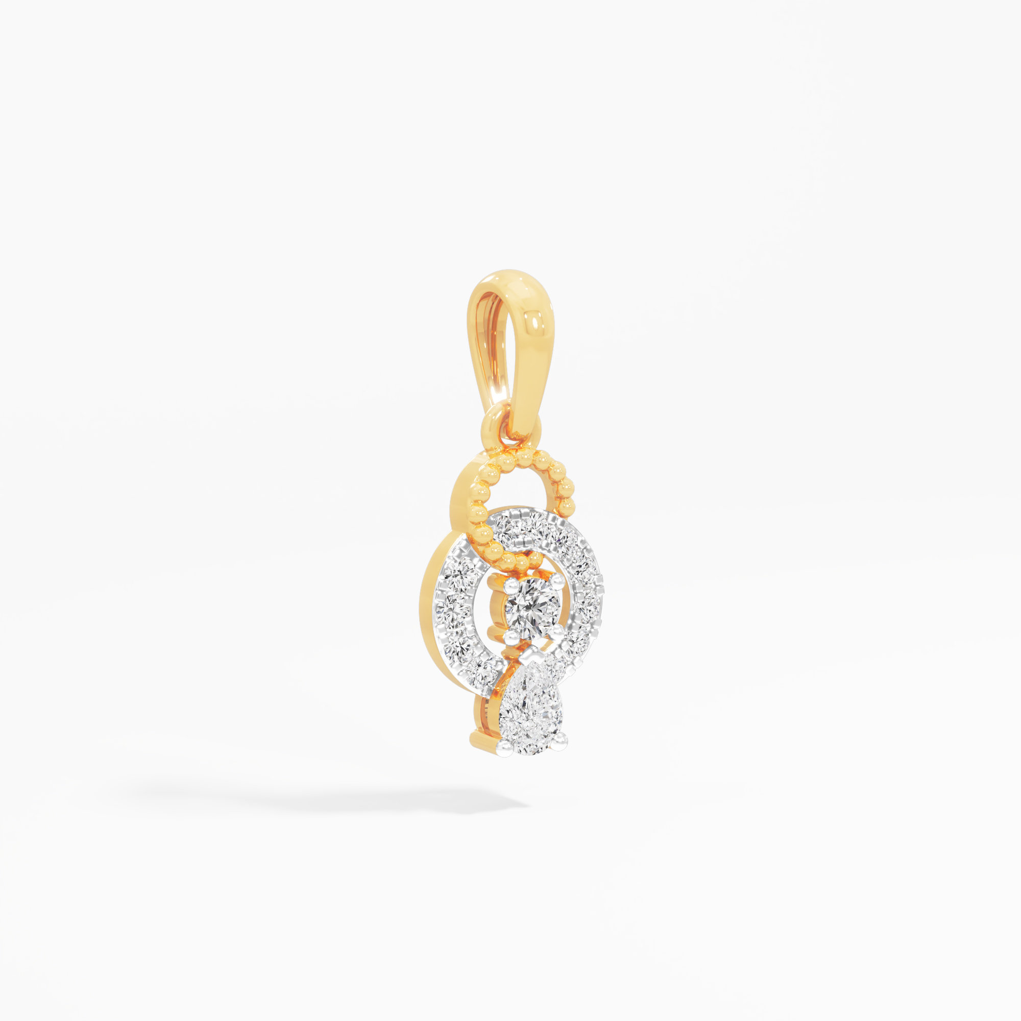Beaded Halo Diamond Pendant | Pendant Only (Chain Sold Separately) in 9KT Yellow Gold (Diamond Quality: FG-VVS VS)
