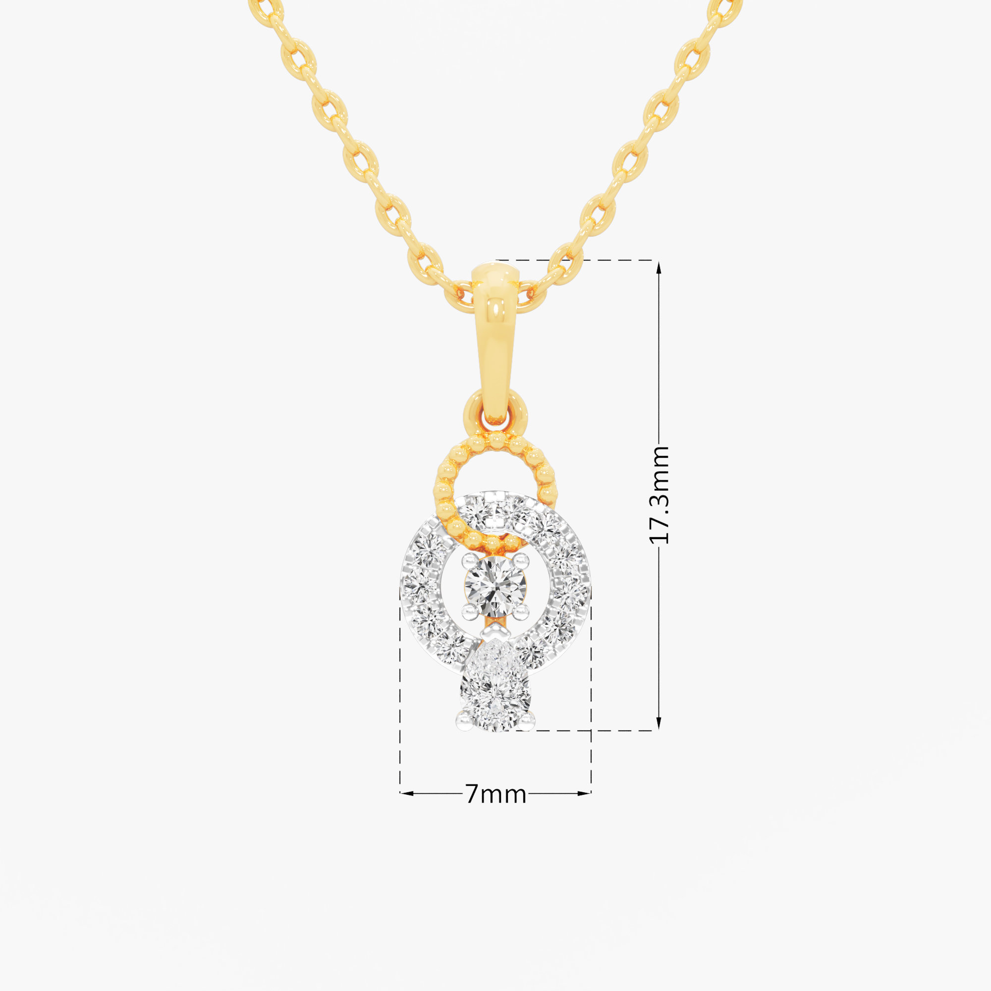 Beaded Halo Diamond Pendant | Pendant Only (Chain Sold Separately) in 9KT Yellow Gold (Diamond Quality: FG-VVS VS)