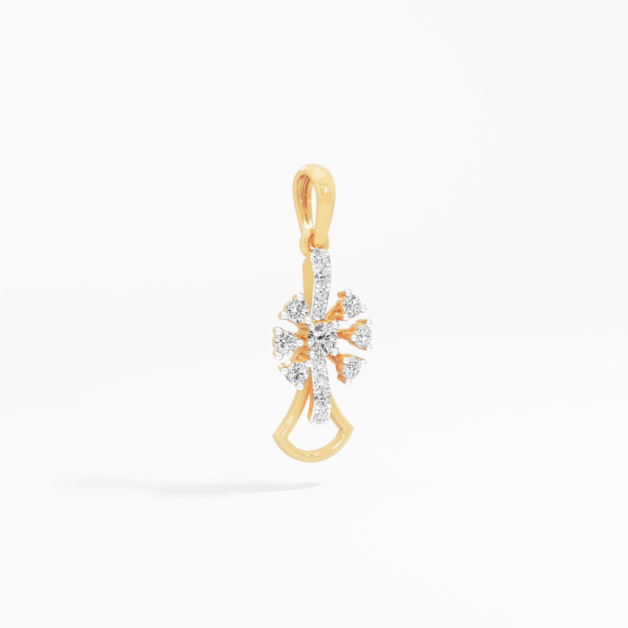 Sunburst Cross Diamond Pendant | Standalone Pendant in 9KT Yellow Gold (Diamond Quality: FG-VVS VS)