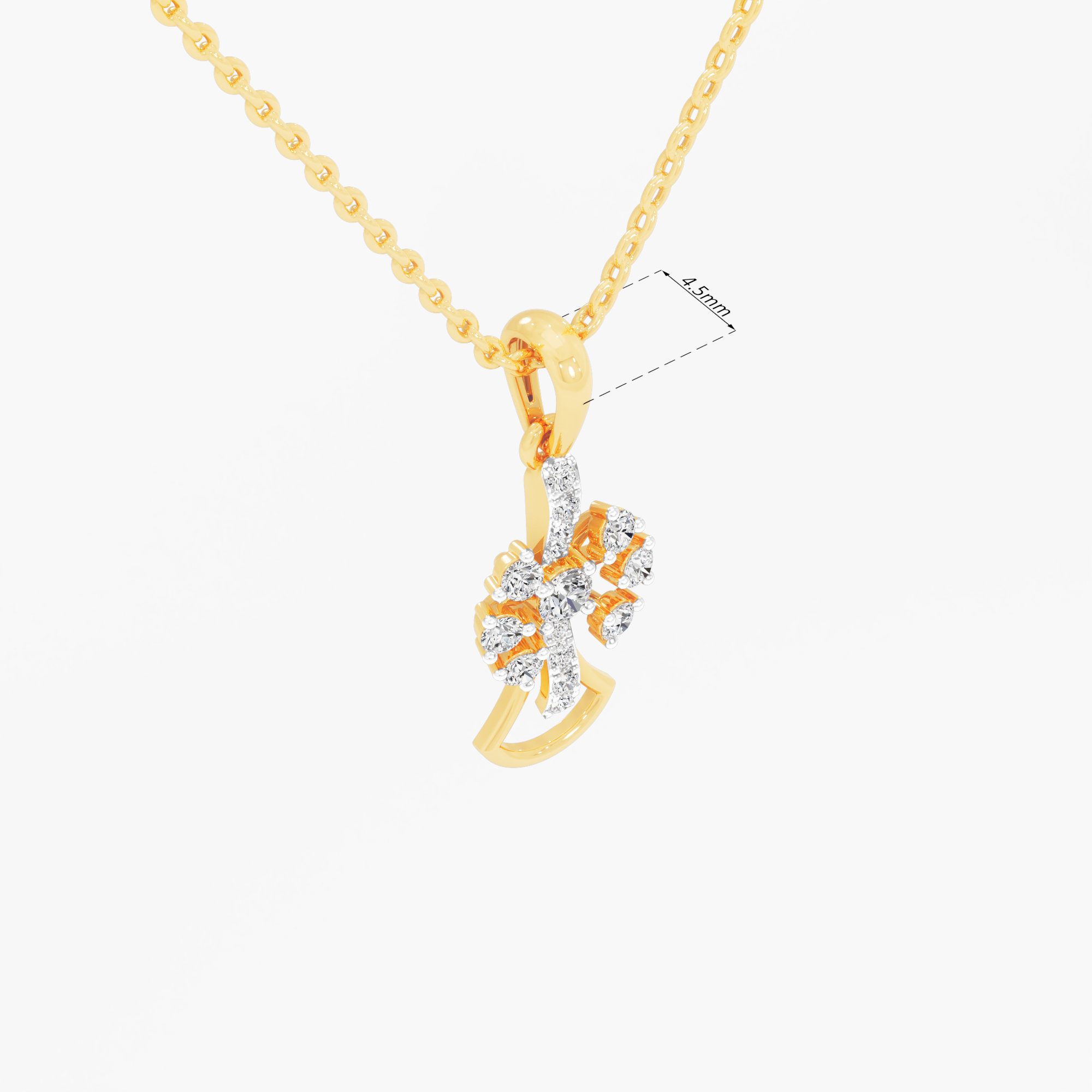 Sunburst Cross Diamond Pendant | Standalone Pendant in 9KT Yellow Gold (Diamond Quality: FG-VVS VS)