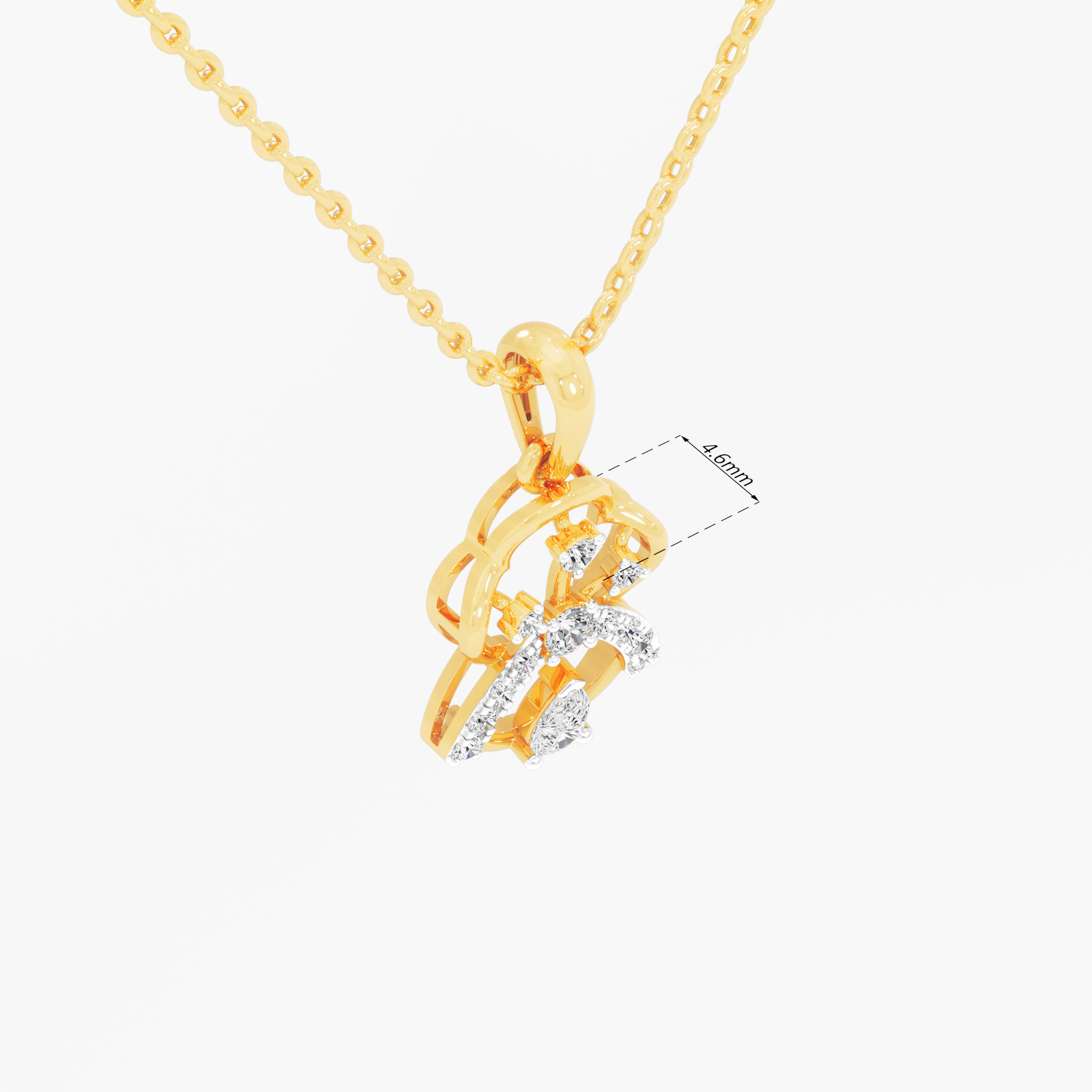 Trefoil Arch Pear Diamond Pendant | Chain Available Separately in 9KT Yellow Gold (Diamond Quality: FG-VVS VS)