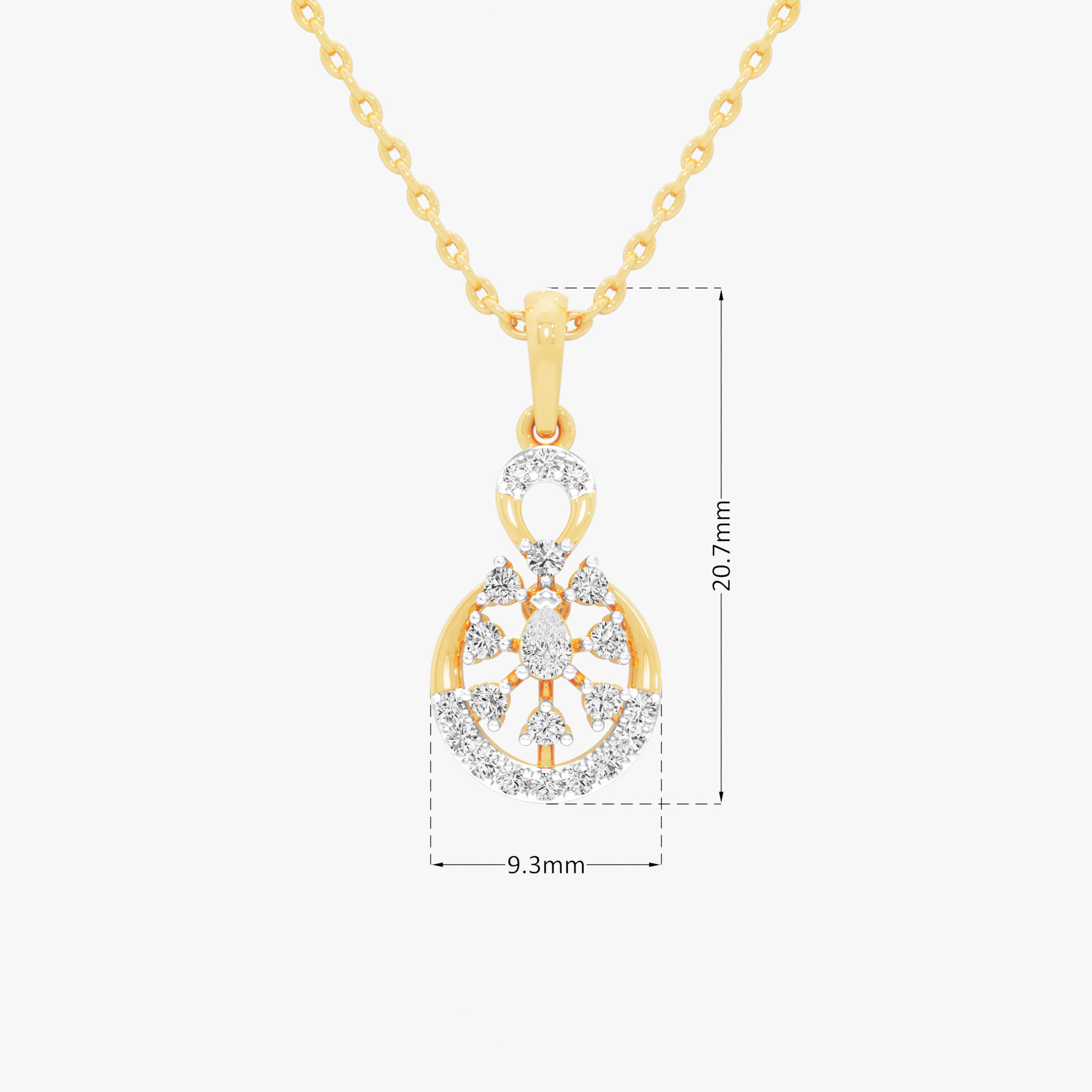 Infinite Aura Diamond Pendant | Standalone Pendant in 9KT Yellow Gold (Diamond Quality: FG-VVS VS)