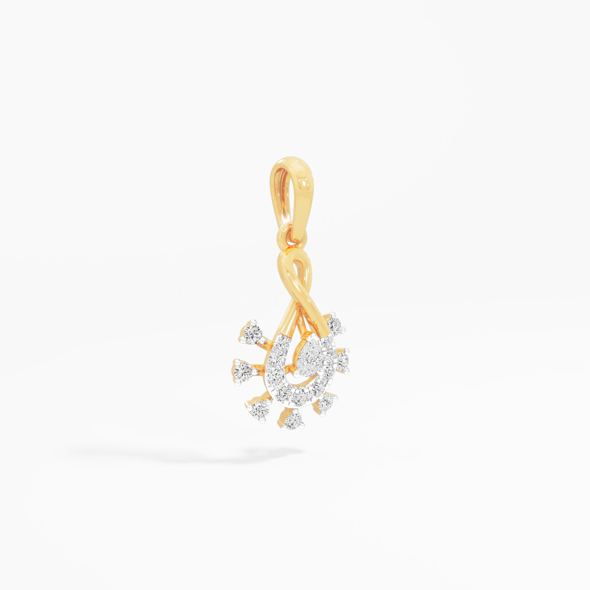 Infinity Knot Sunray Diamond Pendant | Standalone Pendant in 9KT Yellow Gold (Diamond Quality: FG-VVS VS)