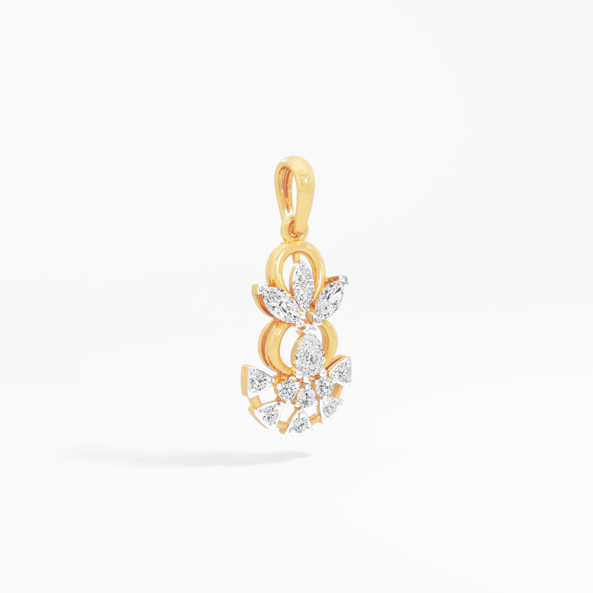 Winged Paisley Diamond Pendant | Chain Available Separately in 9KT Yellow Gold (Diamond Quality: FG-VVS VS)