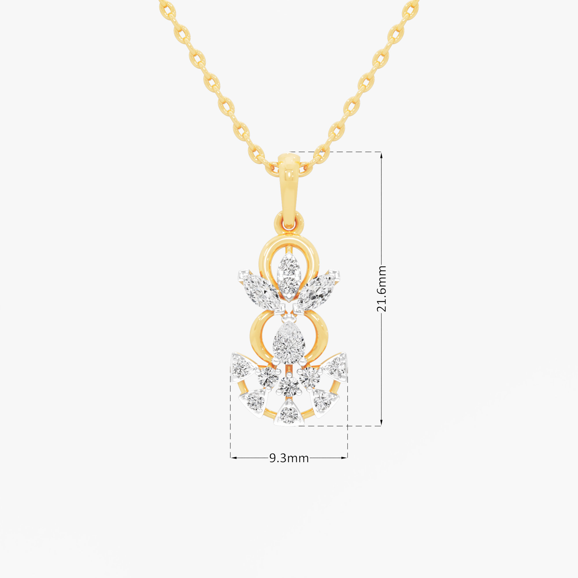 Winged Paisley Diamond Pendant | Chain Available Separately in 9KT Yellow Gold (Diamond Quality: FG-VVS VS)