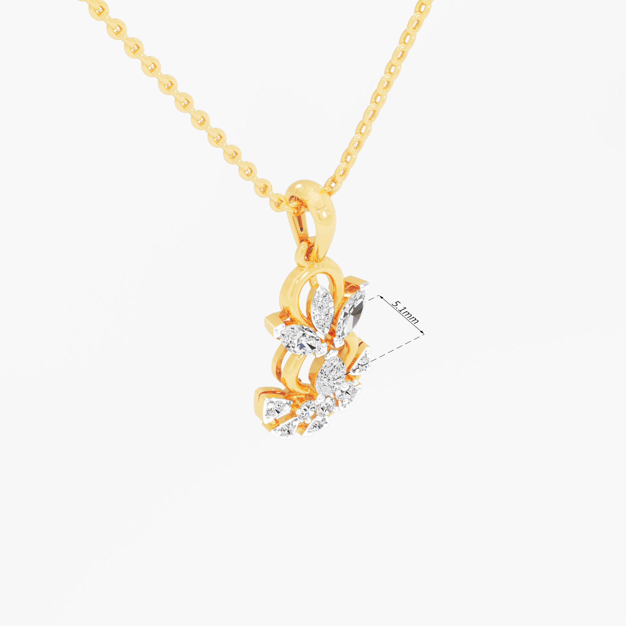 Winged Paisley Diamond Pendant | Chain Available Separately in 9KT Yellow Gold (Diamond Quality: FG-VVS VS)