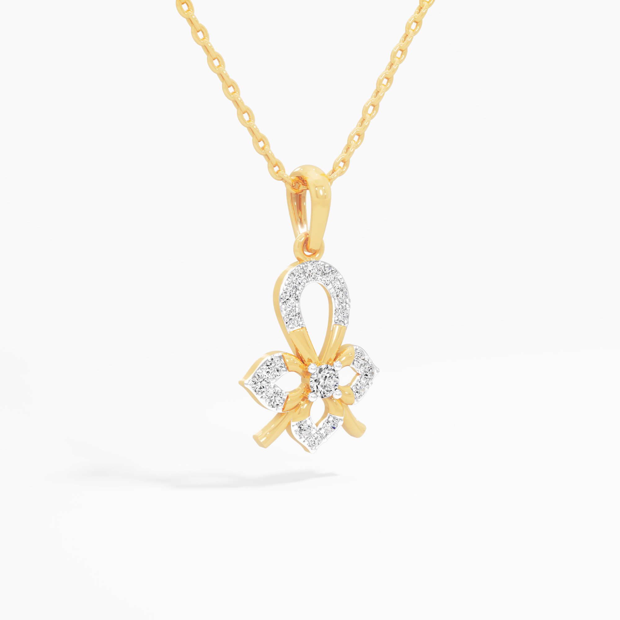 Lucky Clover Diamond Pendant | Pendant Only (Chain Sold Separately) in 9KT Yellow Gold (Diamond Quality: FG-VVS VS)