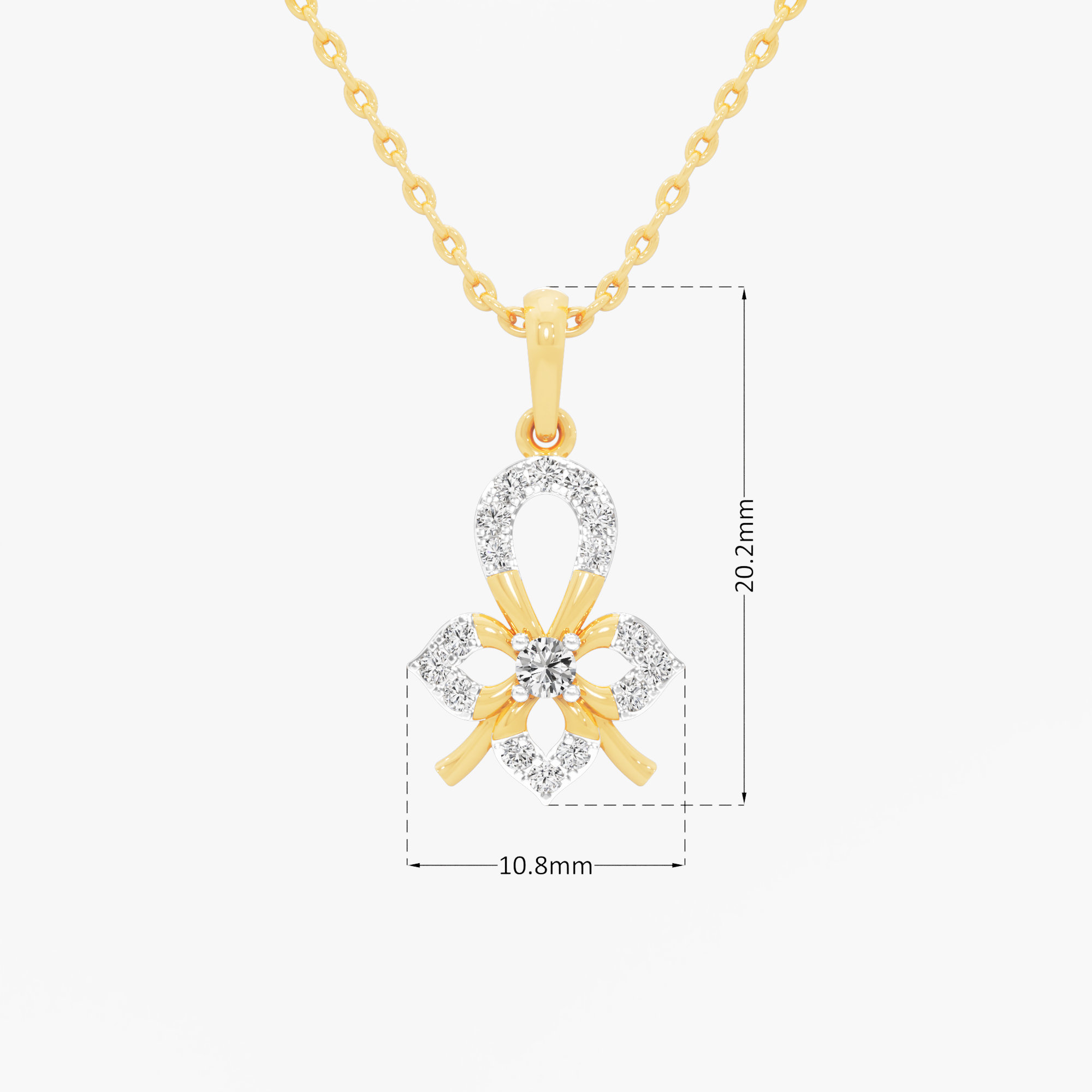 Lucky Clover Diamond Pendant | Pendant Only (Chain Sold Separately) in 9KT Yellow Gold (Diamond Quality: FG-VVS VS)