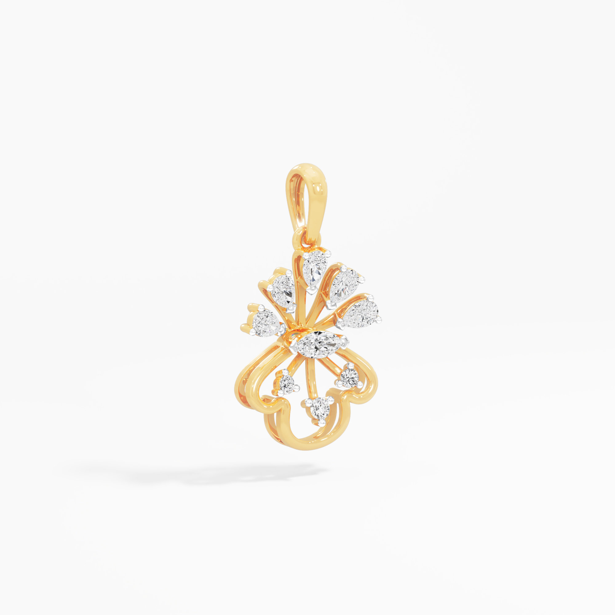 Petal Burst Diamond Pendant | Individual Pendant in 9KT Yellow Gold (Diamond Quality: FG-VVS VS)