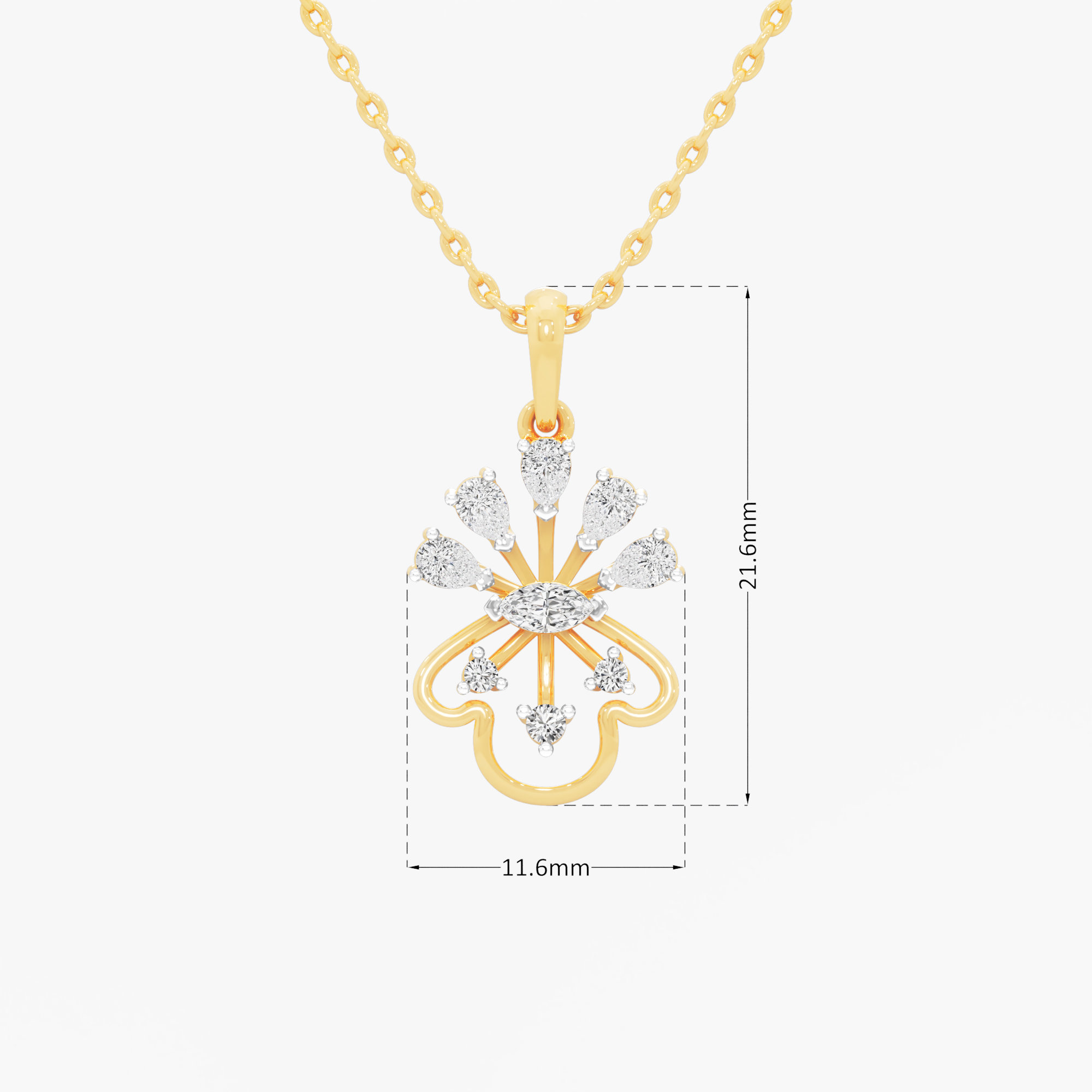Petal Burst Diamond Pendant | Individual Pendant in 9KT Yellow Gold (Diamond Quality: FG-VVS VS)