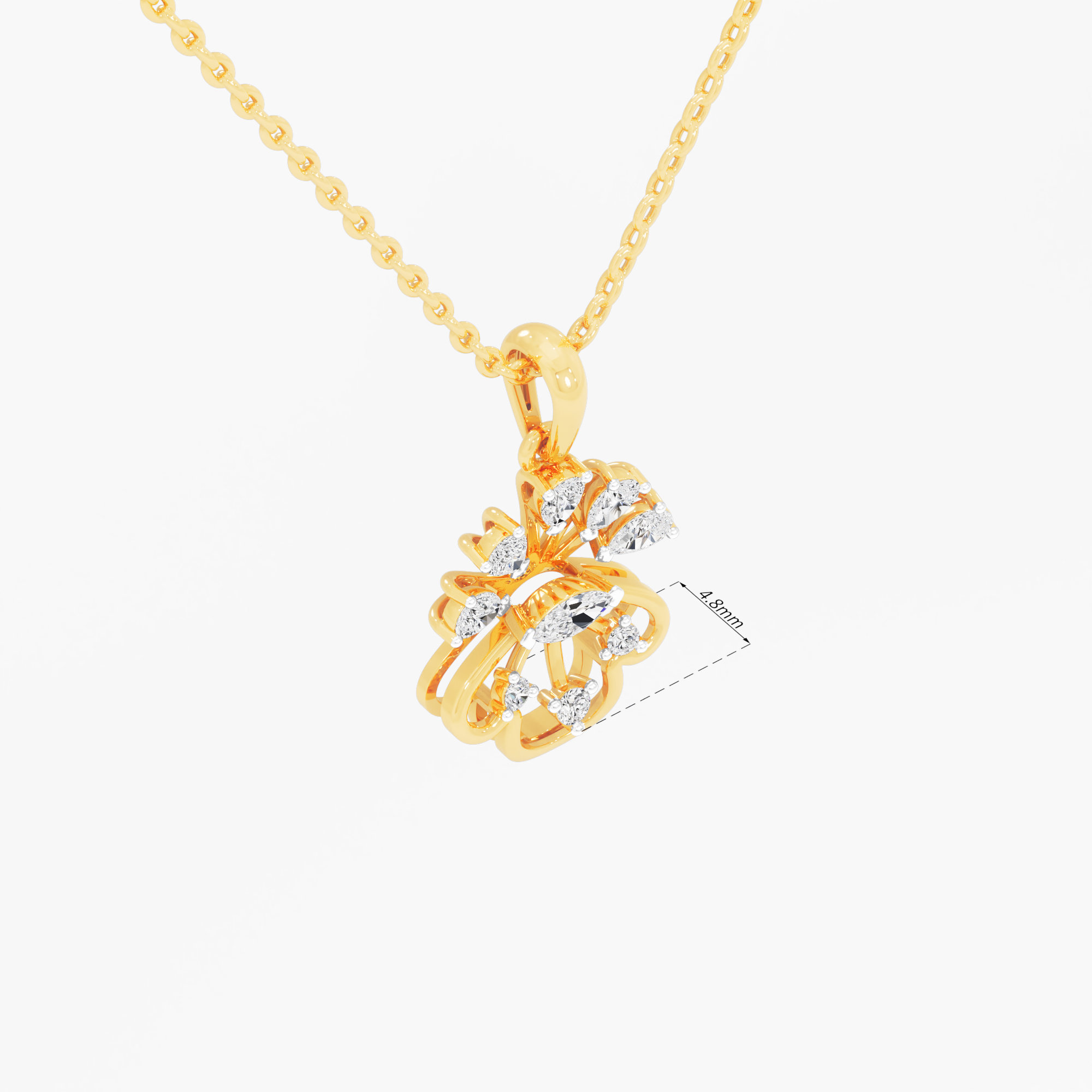Petal Burst Diamond Pendant | Individual Pendant in 9KT Yellow Gold (Diamond Quality: FG-VVS VS)