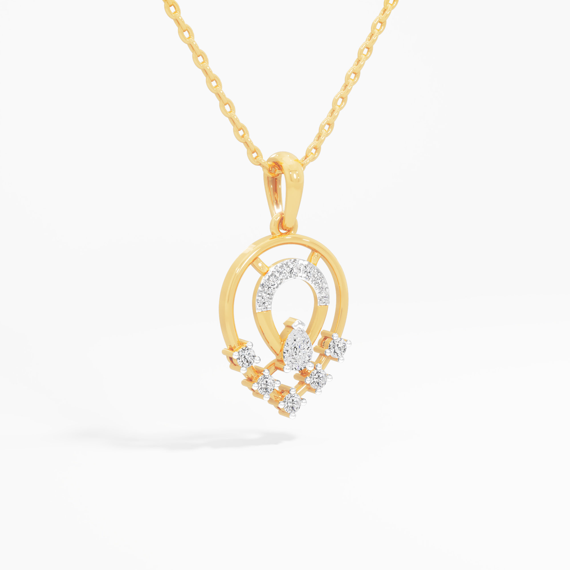 Horseshoe Drop Diamond Pendant | Individual Pendant in 9KT Yellow Gold (Diamond Quality: FG-VVS VS)