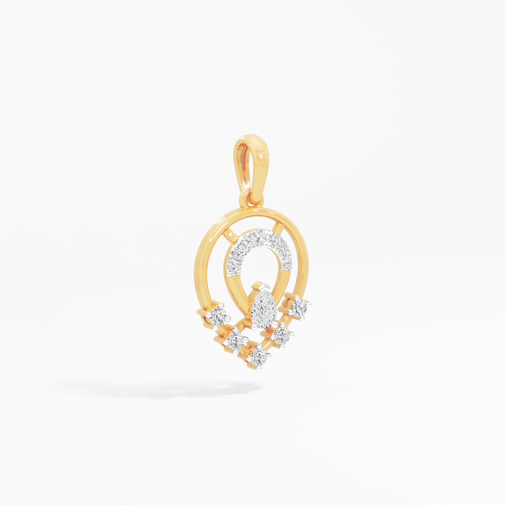 Horseshoe Drop Diamond Pendant | Individual Pendant in 9KT Yellow Gold (Diamond Quality: FG-VVS VS)