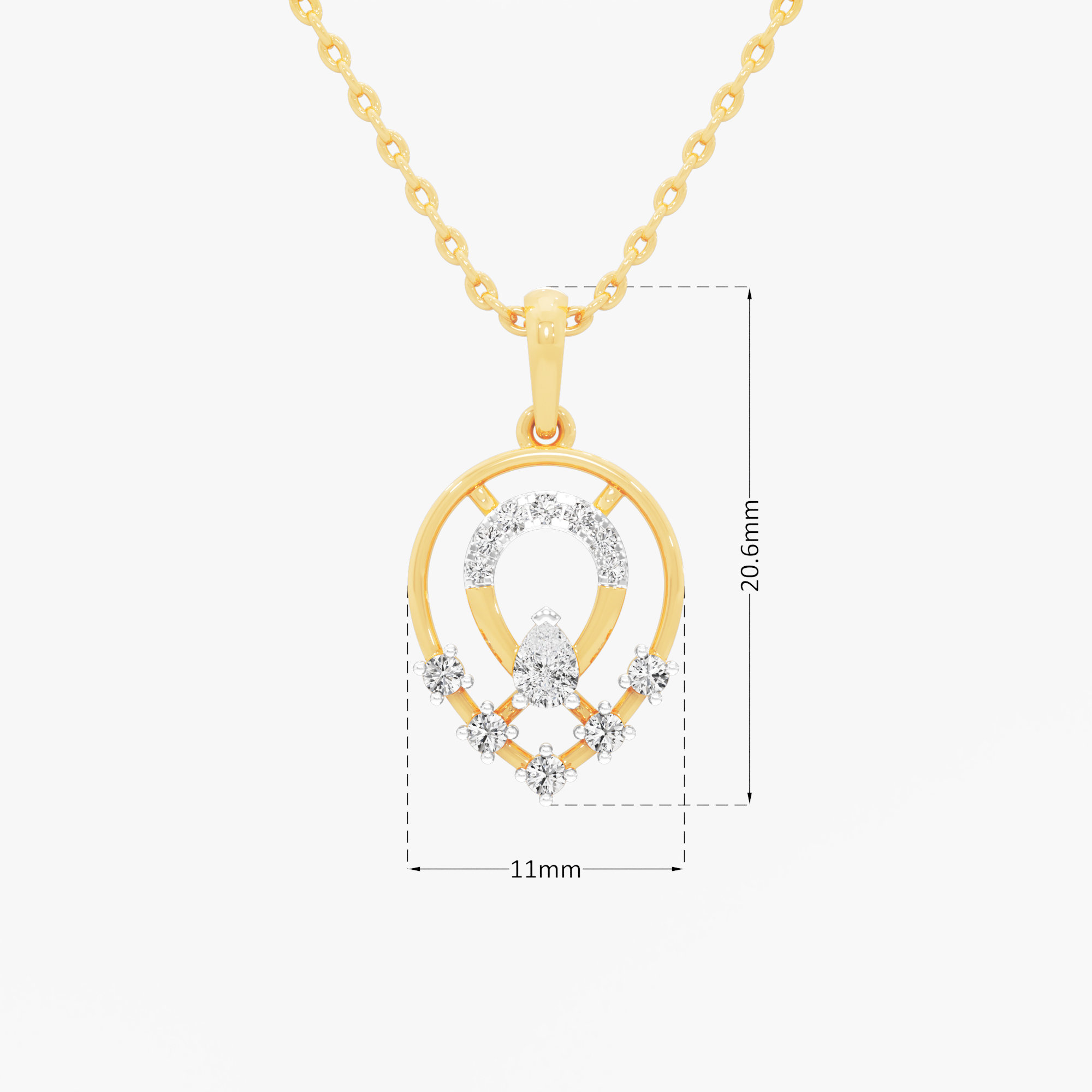 Horseshoe Drop Diamond Pendant | Individual Pendant in 9KT Yellow Gold (Diamond Quality: FG-VVS VS)