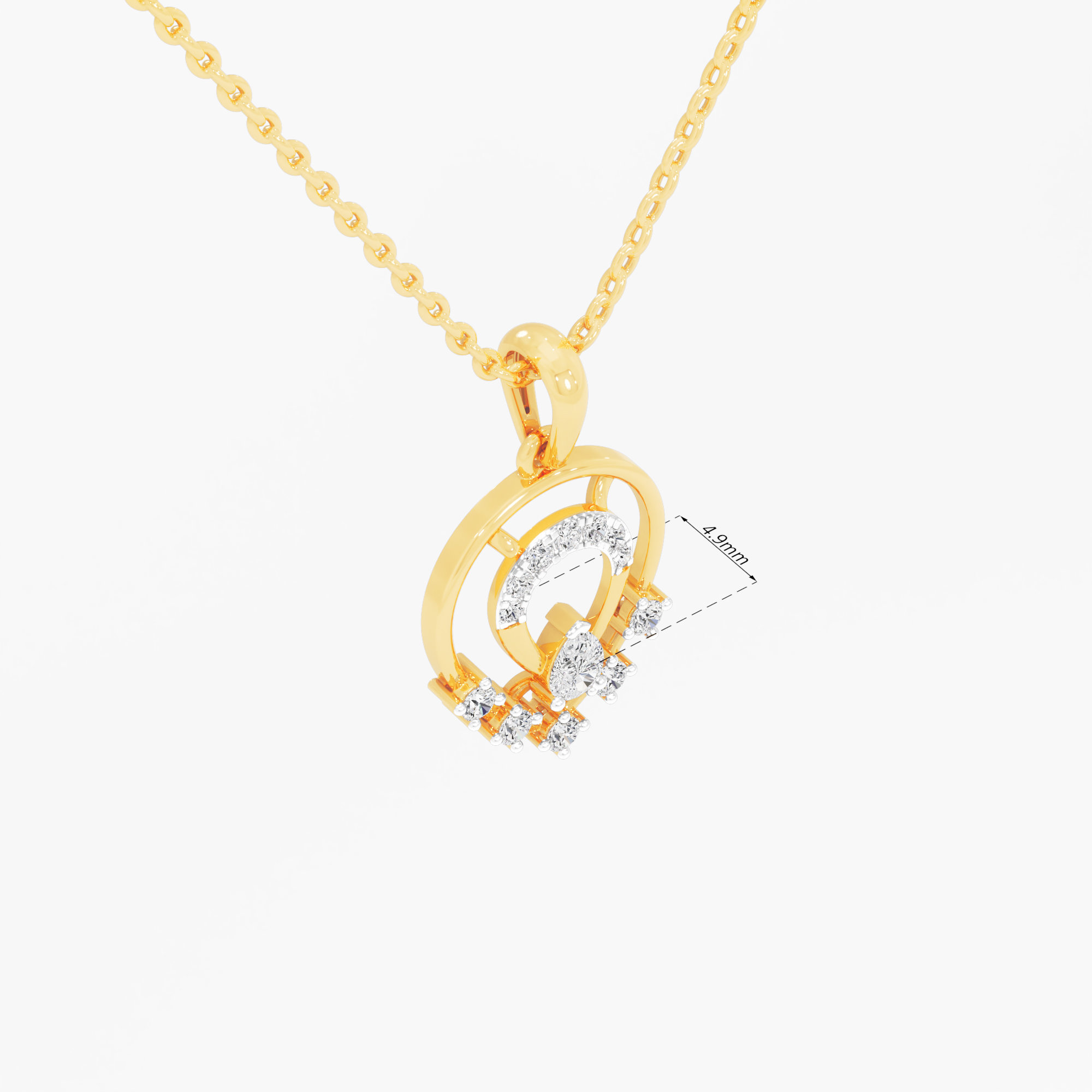 Horseshoe Drop Diamond Pendant | Individual Pendant in 9KT Yellow Gold (Diamond Quality: FG-VVS VS)