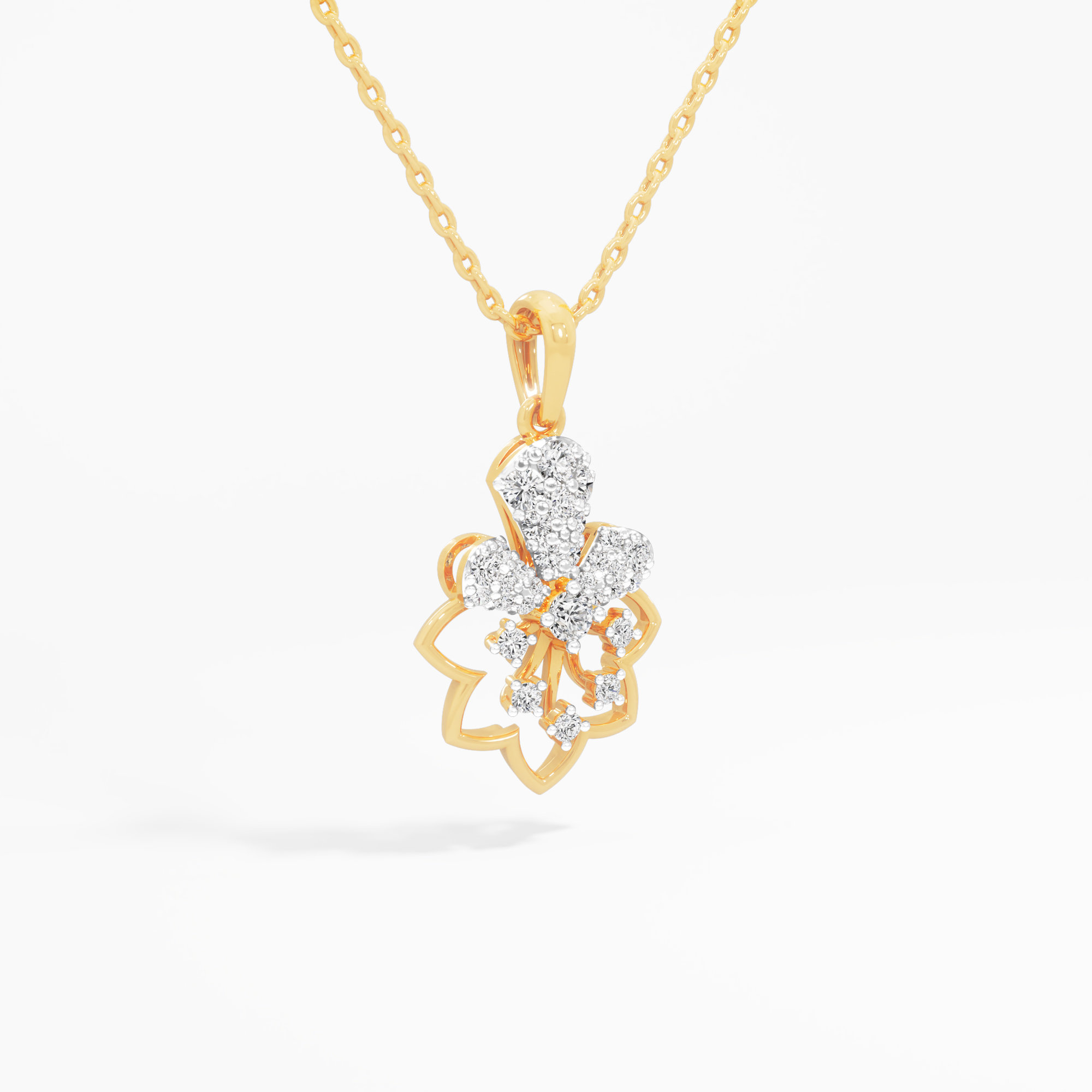 Lotus Burst Diamond Pendant | Pendant Only (Chain Sold Separately) in 9KT Yellow Gold (Diamond Quality: FG-VVS VS)