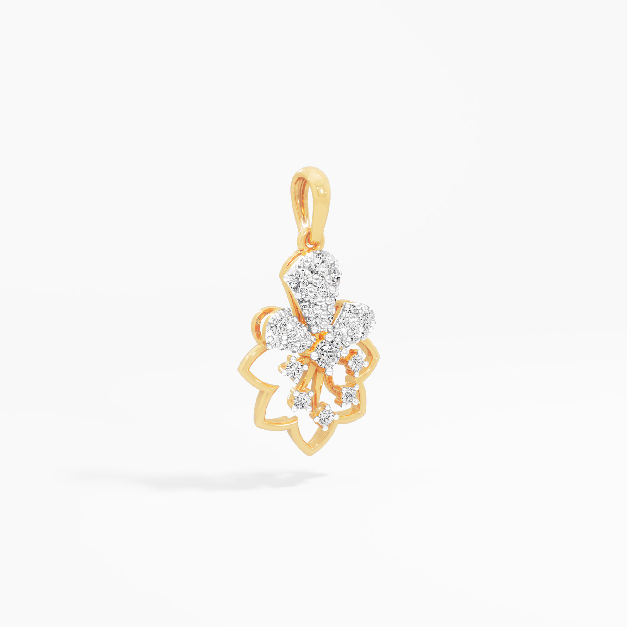 Lotus Burst Diamond Pendant | Pendant Only (Chain Sold Separately) in 9KT Yellow Gold (Diamond Quality: FG-VVS VS)
