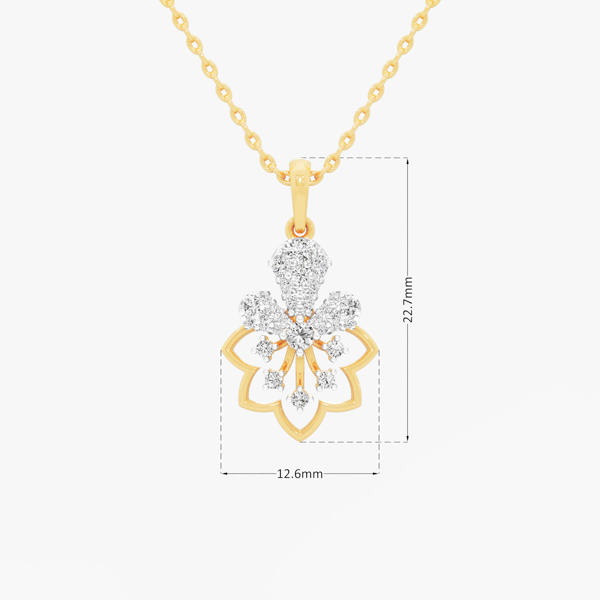 Lotus Burst Diamond Pendant | Pendant Only (Chain Sold Separately) in 9KT Yellow Gold (Diamond Quality: FG-VVS VS)