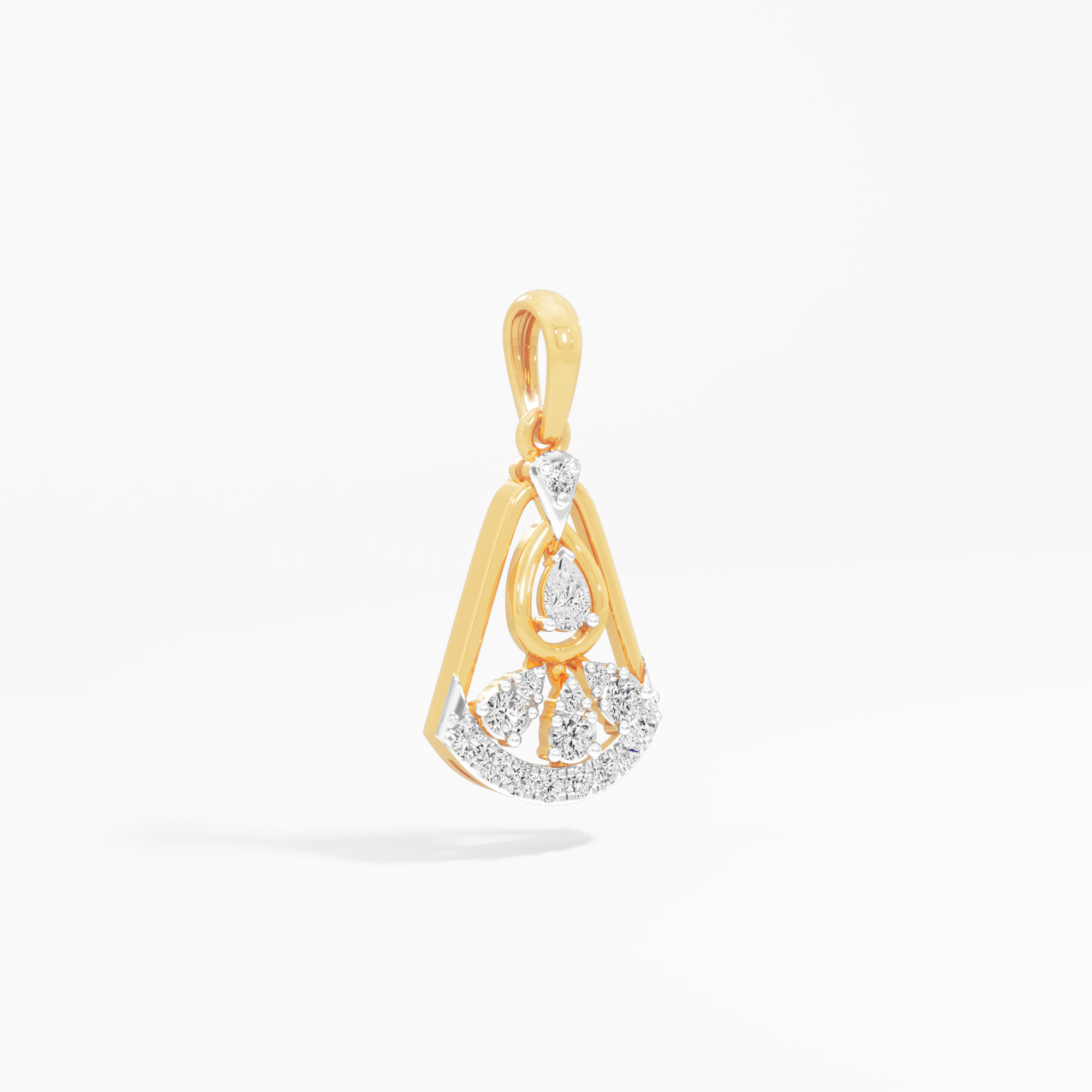 Cadence Fan Diamond Pendant in 9KT Yellow Gold (Diamond Quality:FG-VVS VS)