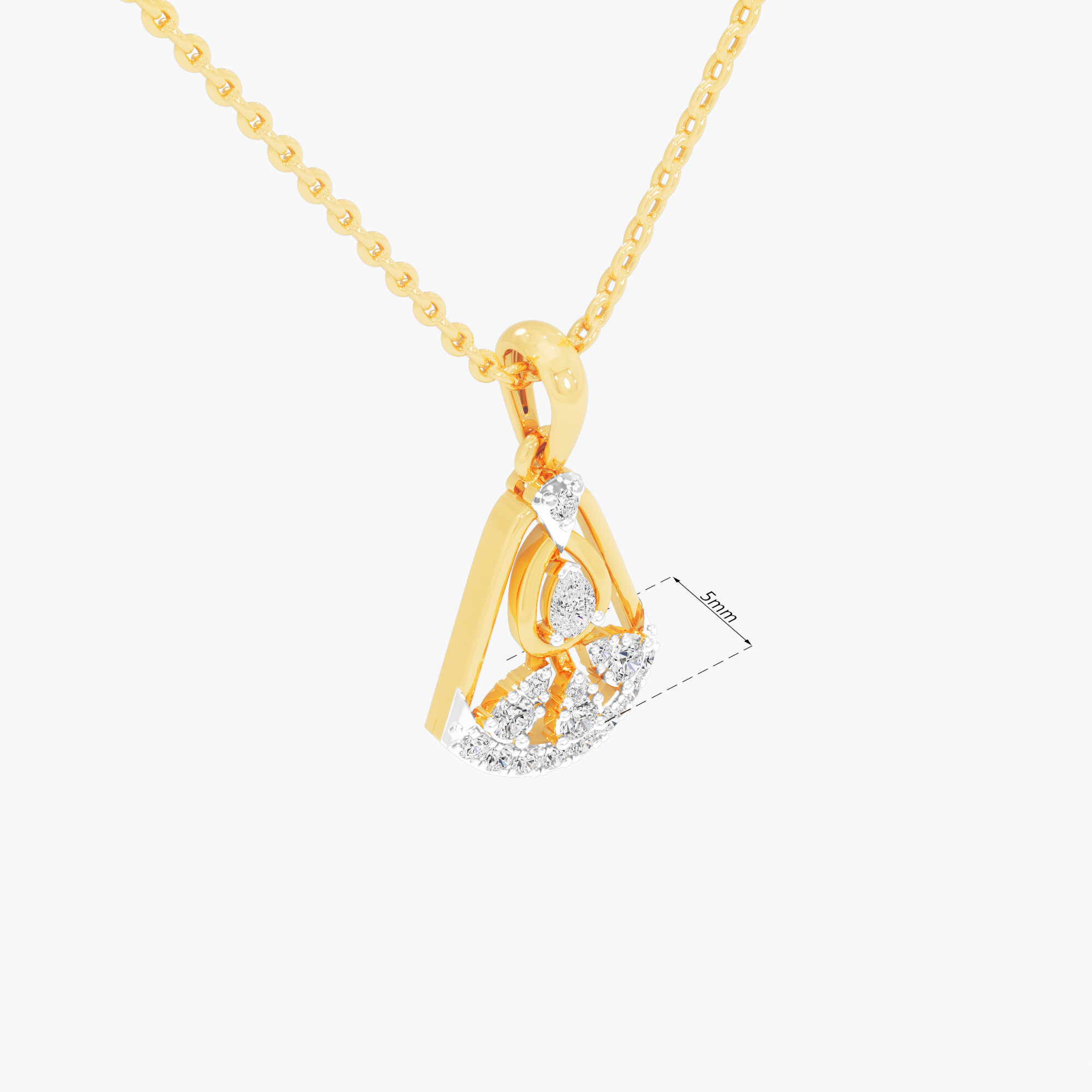 Cadence Fan Diamond Pendant in 9KT Yellow Gold (Diamond Quality:FG-VVS VS)