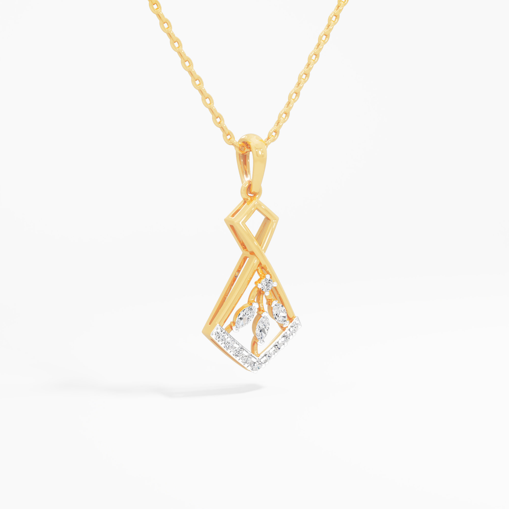 Infinity Kite Diamond Pendant | Standalone Pendant in 9KT Yellow Gold (Diamond Quality: FG-VVS VS)
