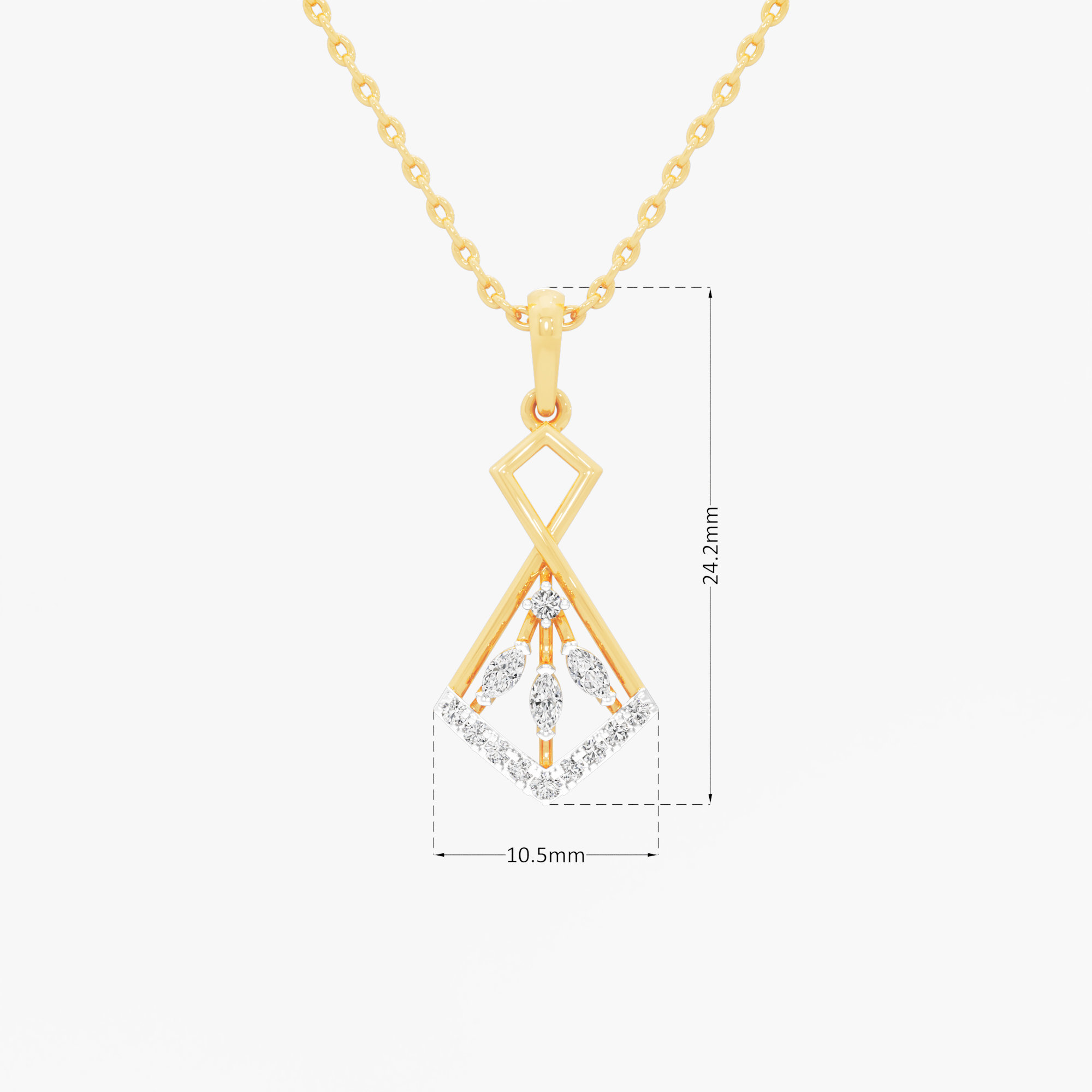 Infinity Kite Diamond Pendant | Standalone Pendant in 9KT Yellow Gold (Diamond Quality: FG-VVS VS)