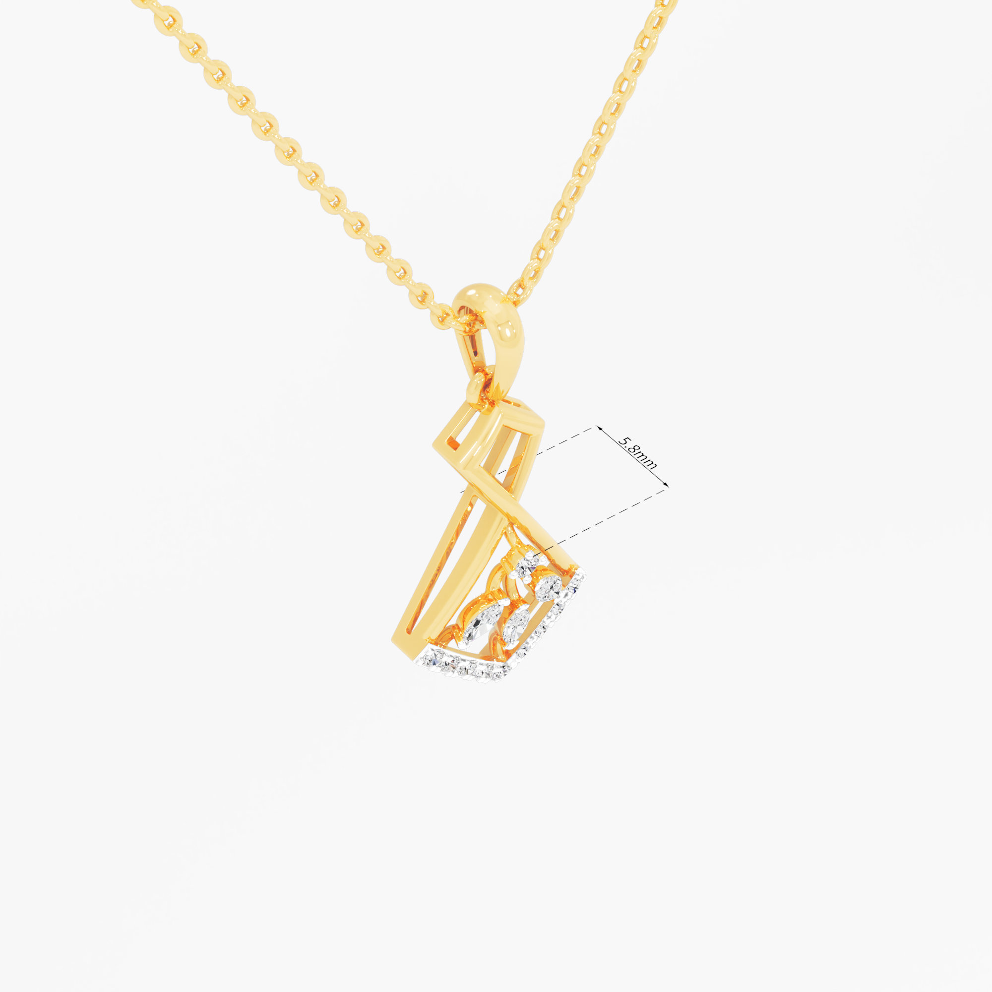 Infinity Kite Diamond Pendant | Standalone Pendant in 9KT Yellow Gold (Diamond Quality: FG-VVS VS)