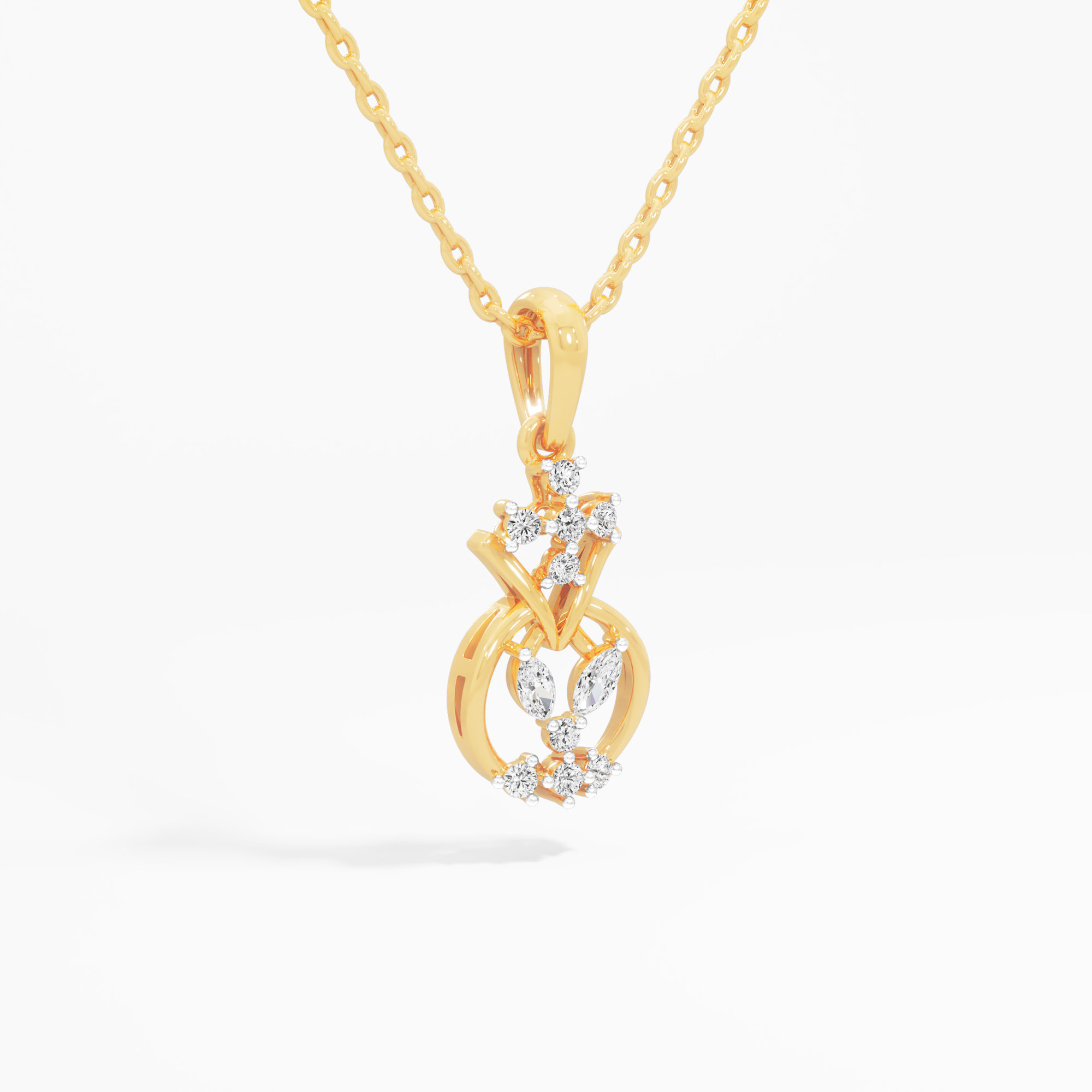Circlet Bow Diamond Pendant in 9KT Yellow Gold (Diamond Quality:FG-VVS VS)