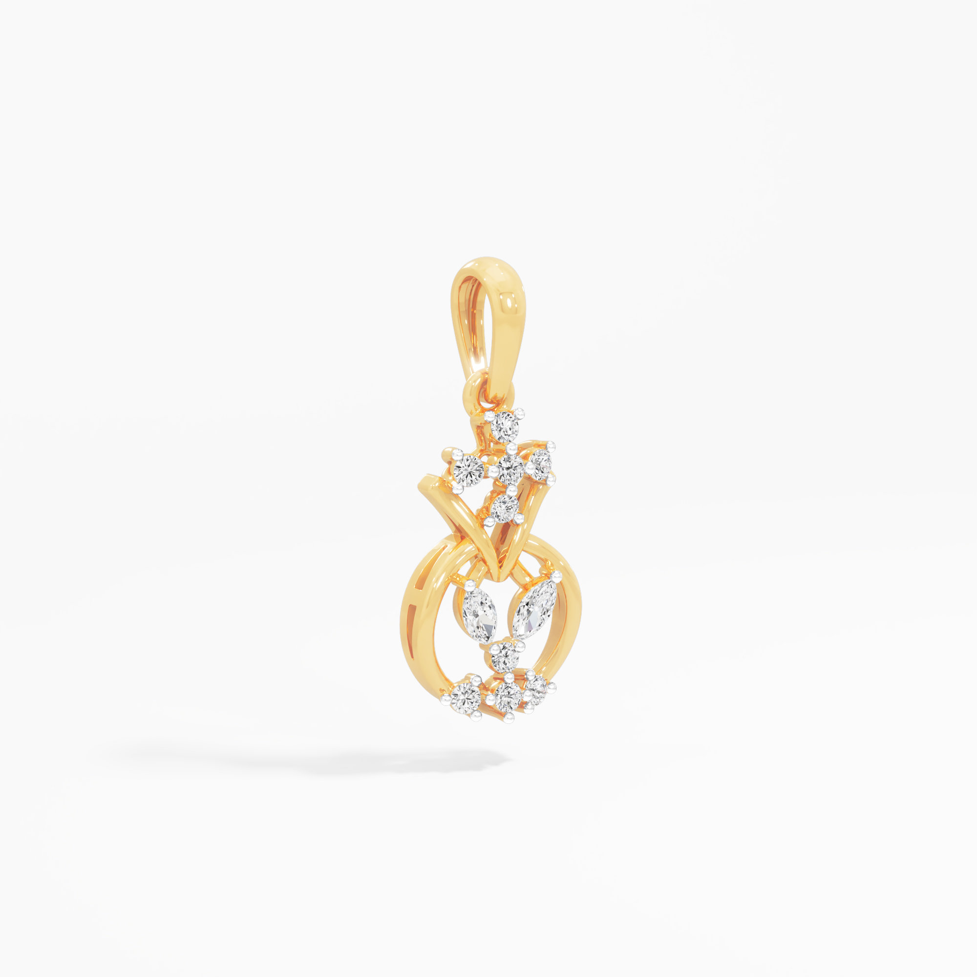 Circlet Bow Diamond Pendant in 9KT Yellow Gold (Diamond Quality:FG-VVS VS)